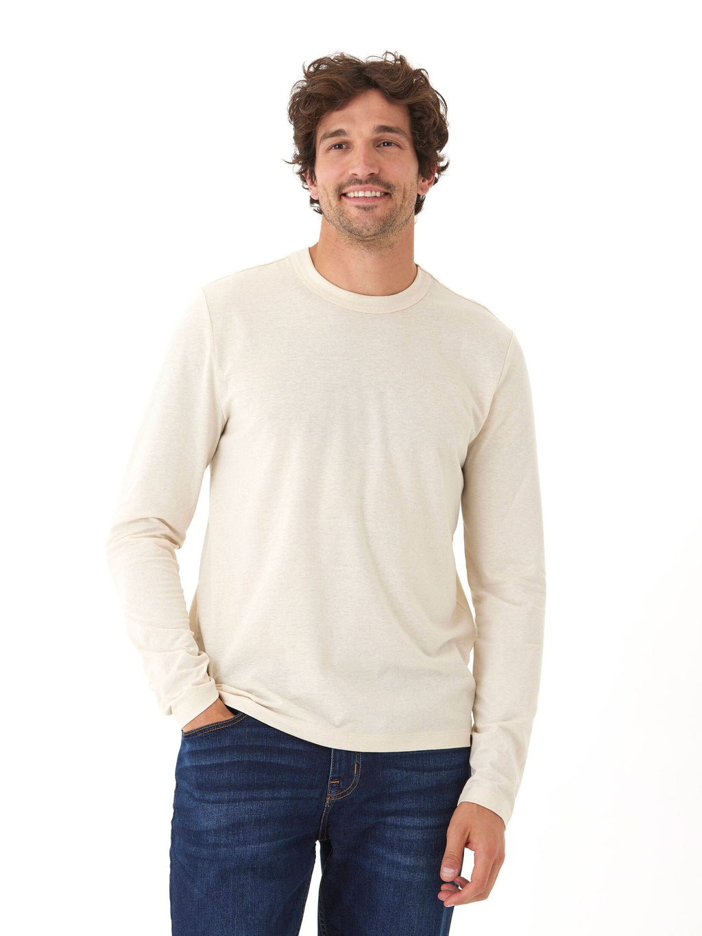 Tucker Triblend Long Sleeve Crew - Off-White Men's Casual Shirt
