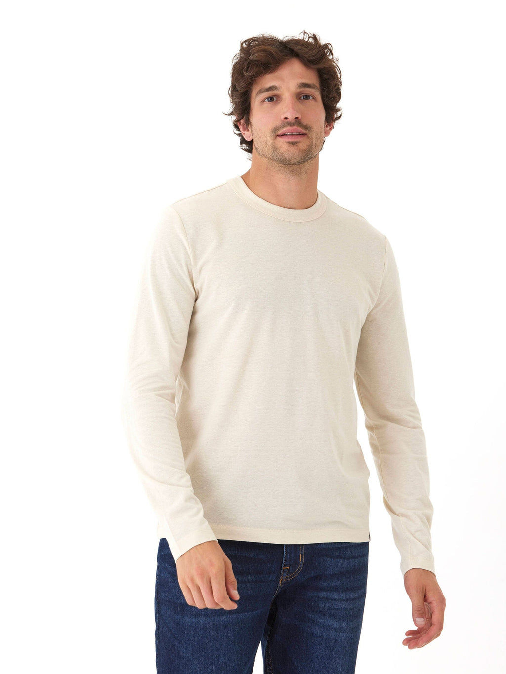 Tucker Triblend Long Sleeve Crew - Off-White Men's Casual Shirt