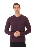 Men's Tucker Triblend Long Sleeve Crew in dark purple, featuring an athletic fit and ribbed neck band.