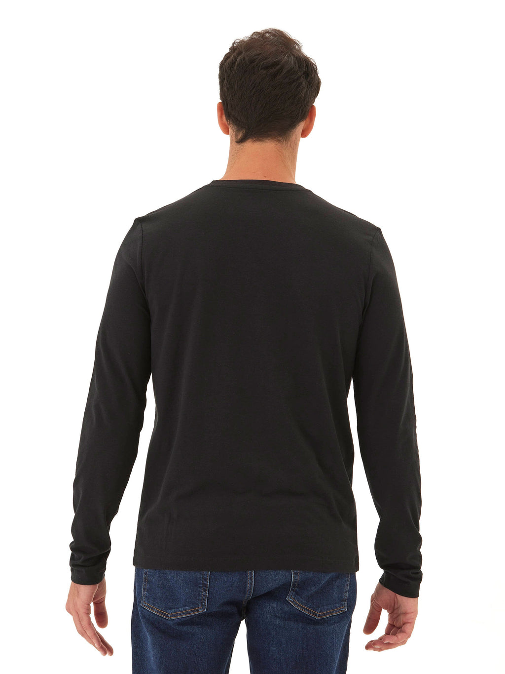 Austin Triblend 2 Button Long Sleeve Henley in Black
