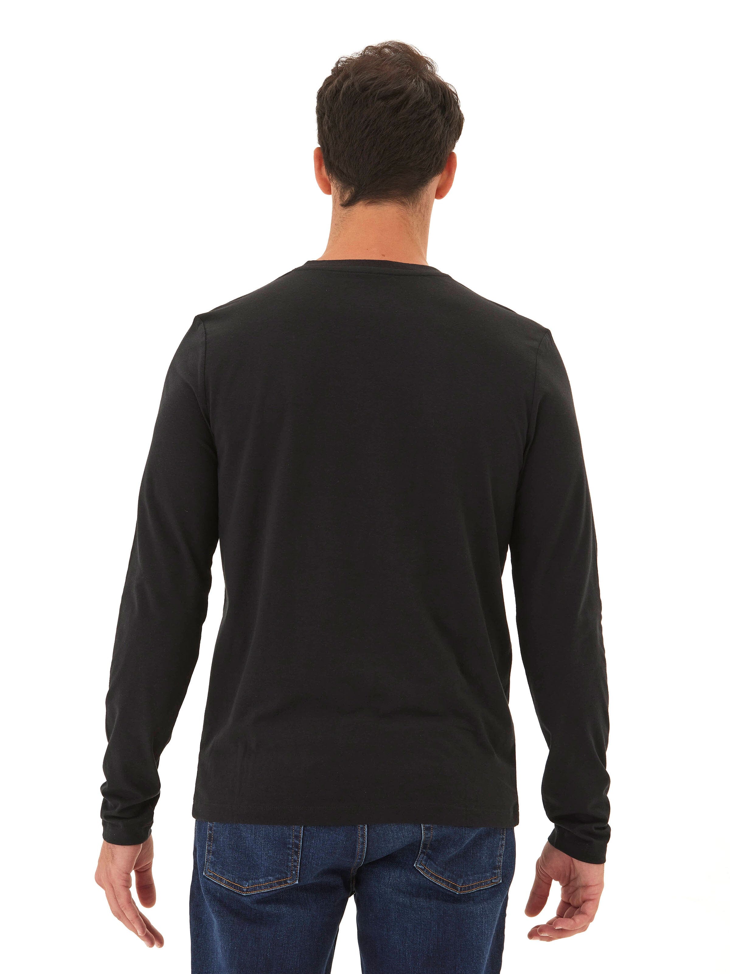 Austin Triblend 2 Button Long Sleeve Henley in Black