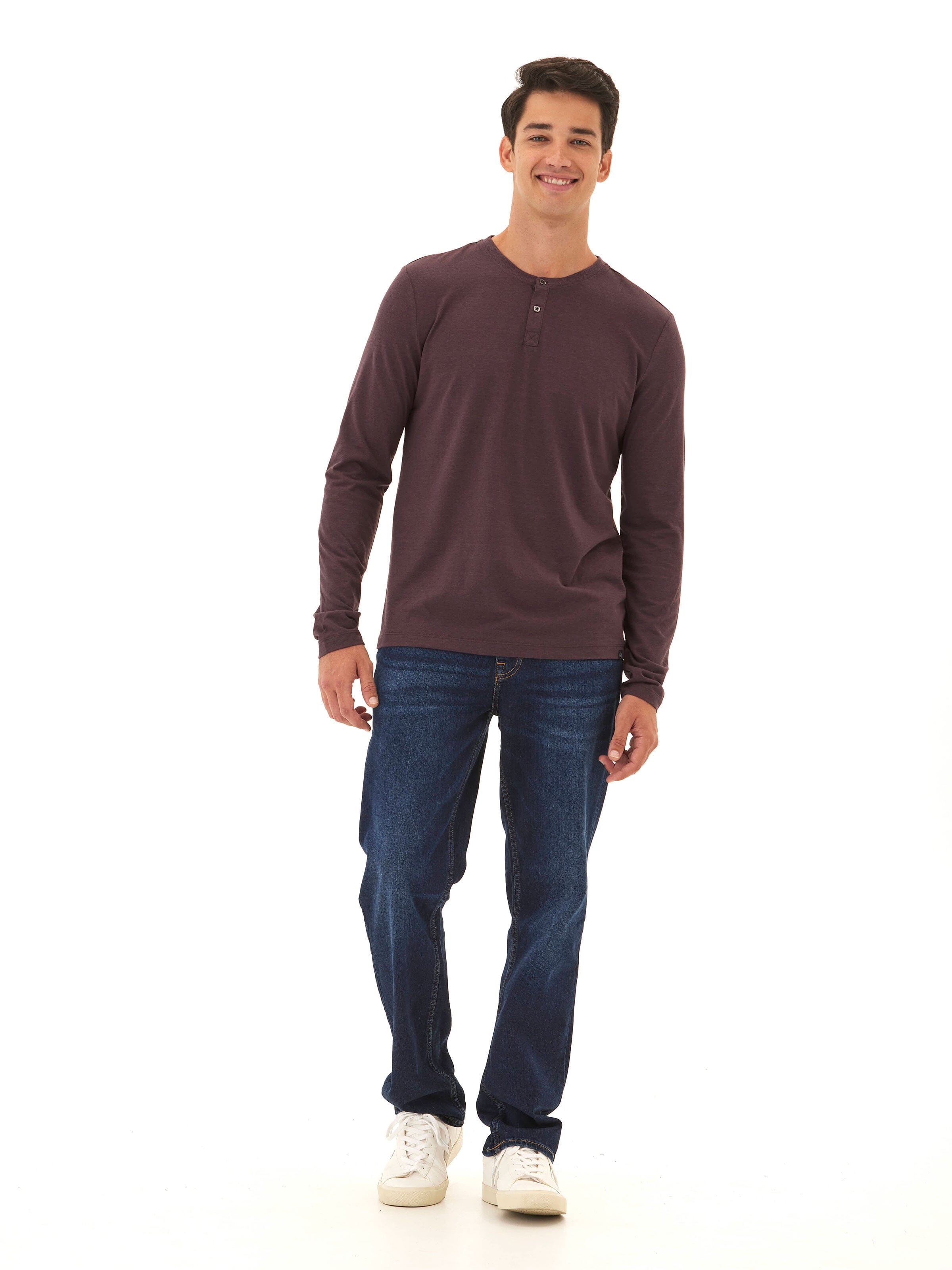 Austin Triblend Long Sleeve 2-Button Henley Shirt