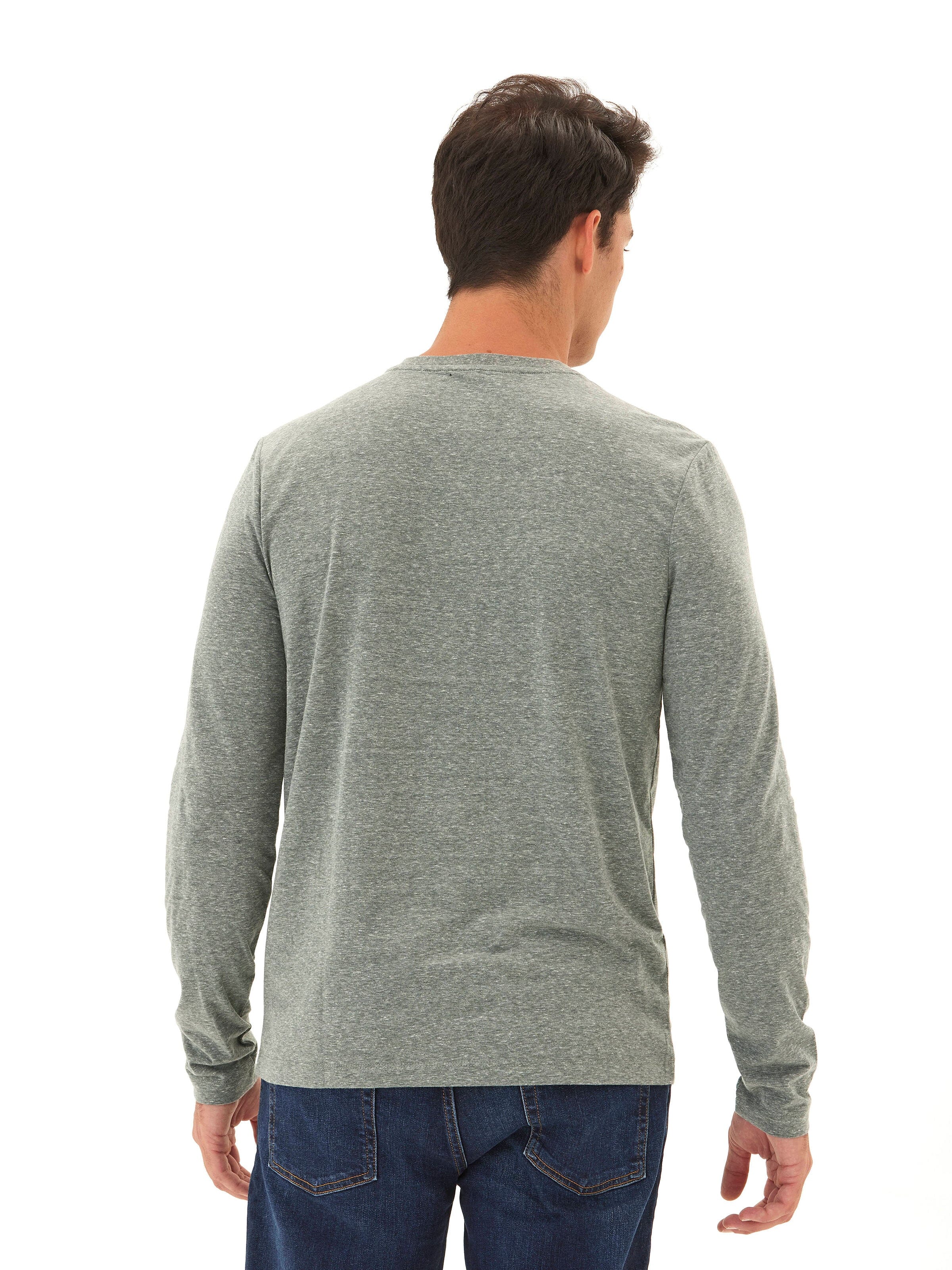 Austin Triblend 2 Button Long Sleeve Henley in Grey