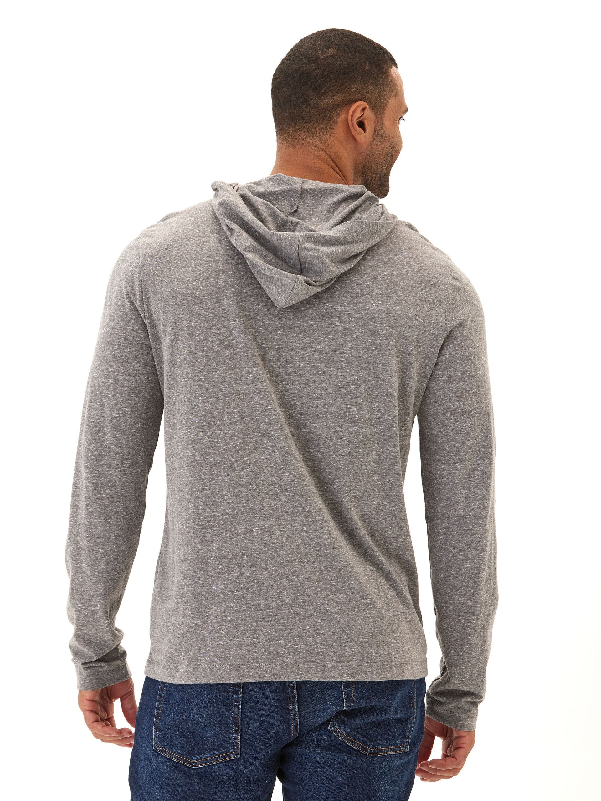 Dane Men's Eco-Triblend Long Sleeve T-Shirt Hoodie in Grey
