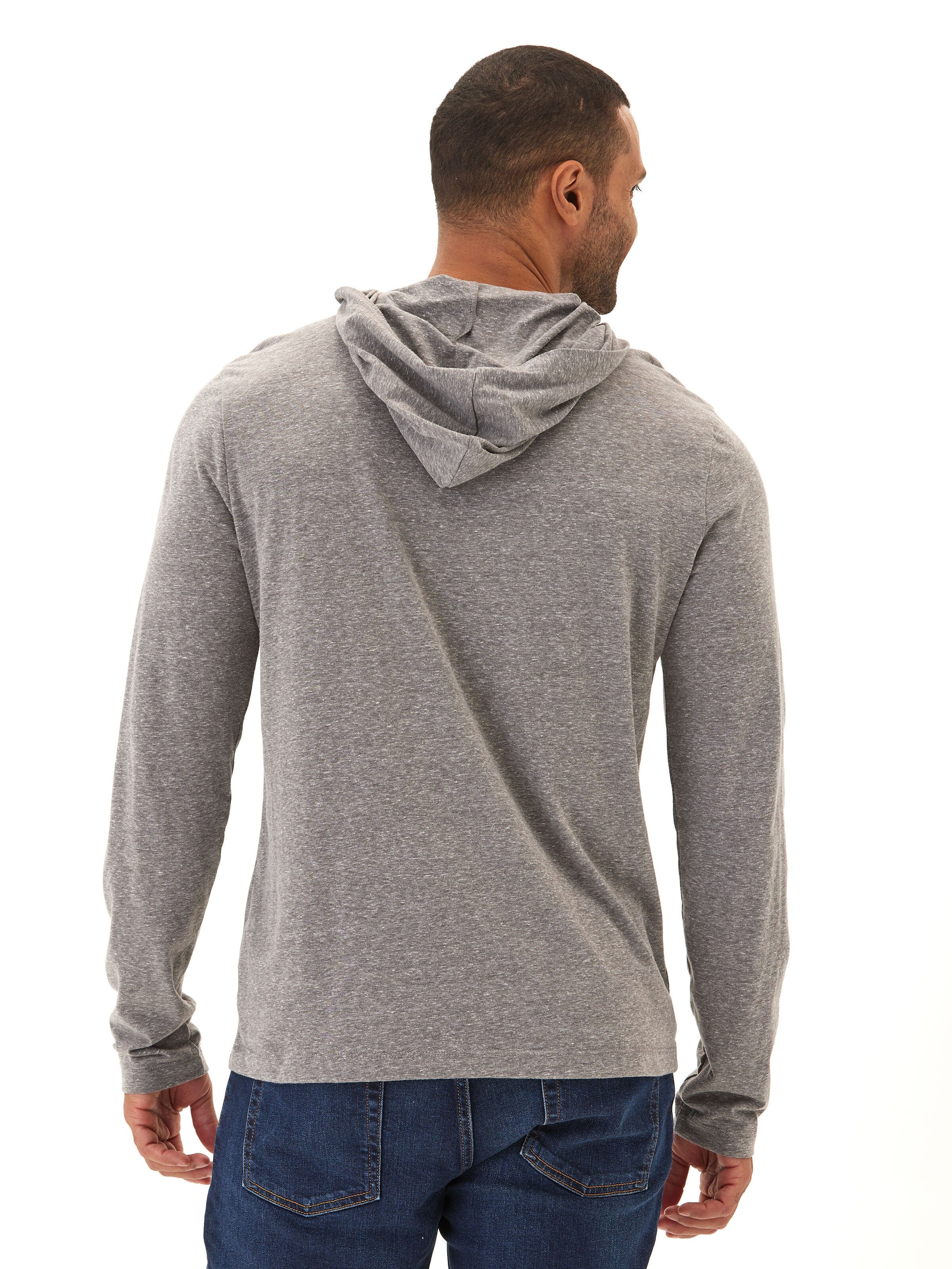 Dane Men's Eco-Triblend Long Sleeve T-Shirt Hoodie in Grey