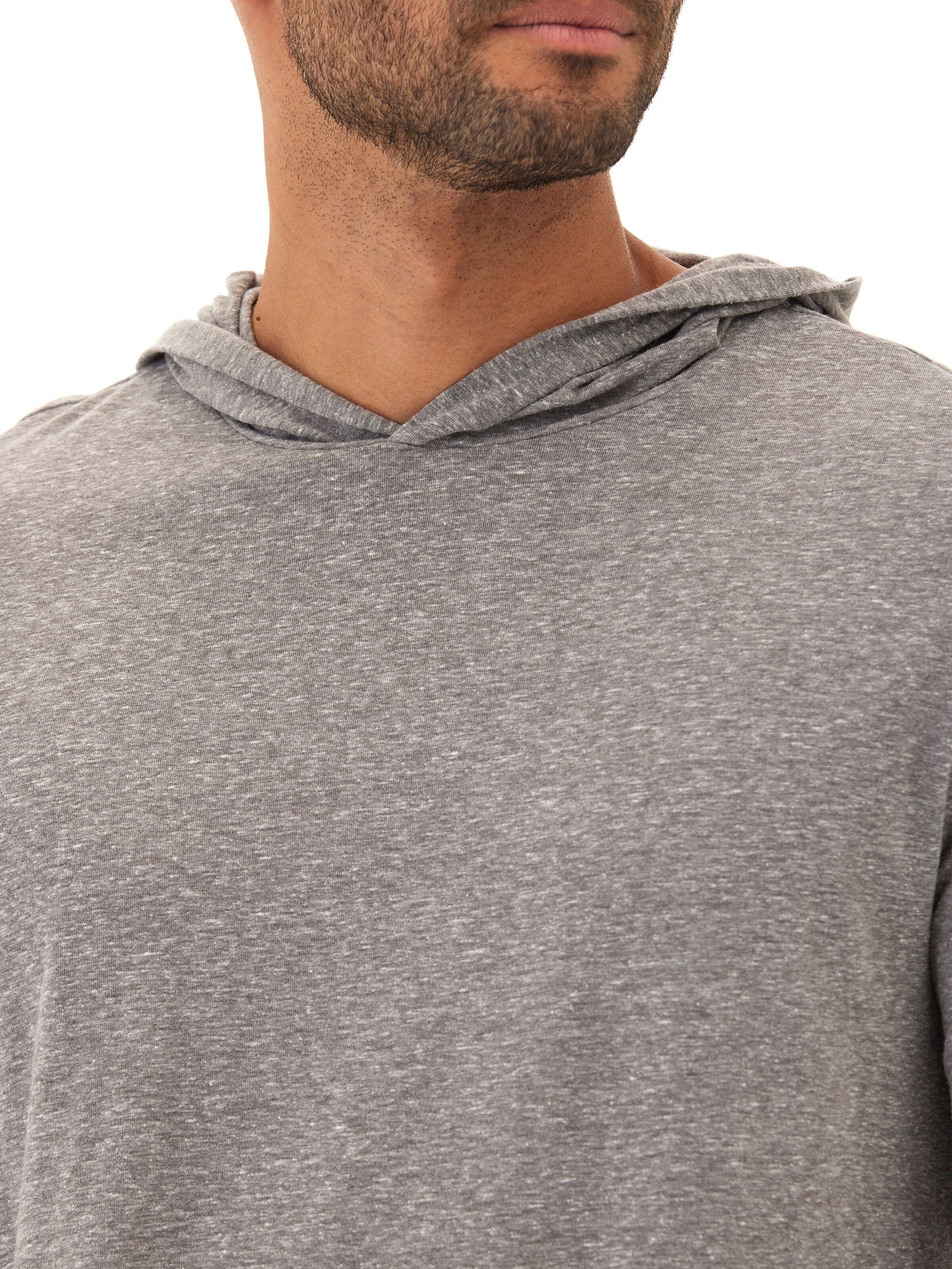 Dane Men's Eco-Triblend Long Sleeve T-Shirt Hoodie in Grey