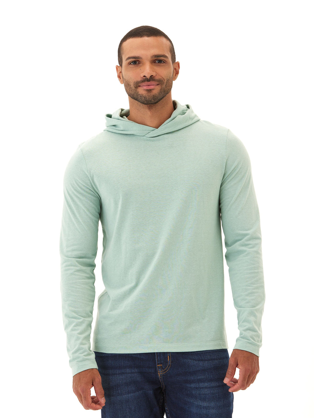 Dane Long Sleeve Triblend Hoodie in Mint Green
