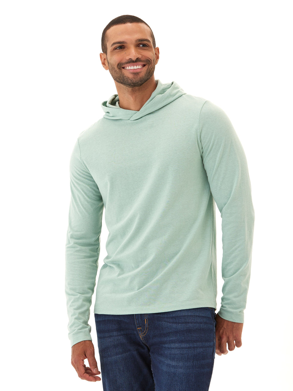 Dane Long Sleeve Triblend Hoodie in Mint Green