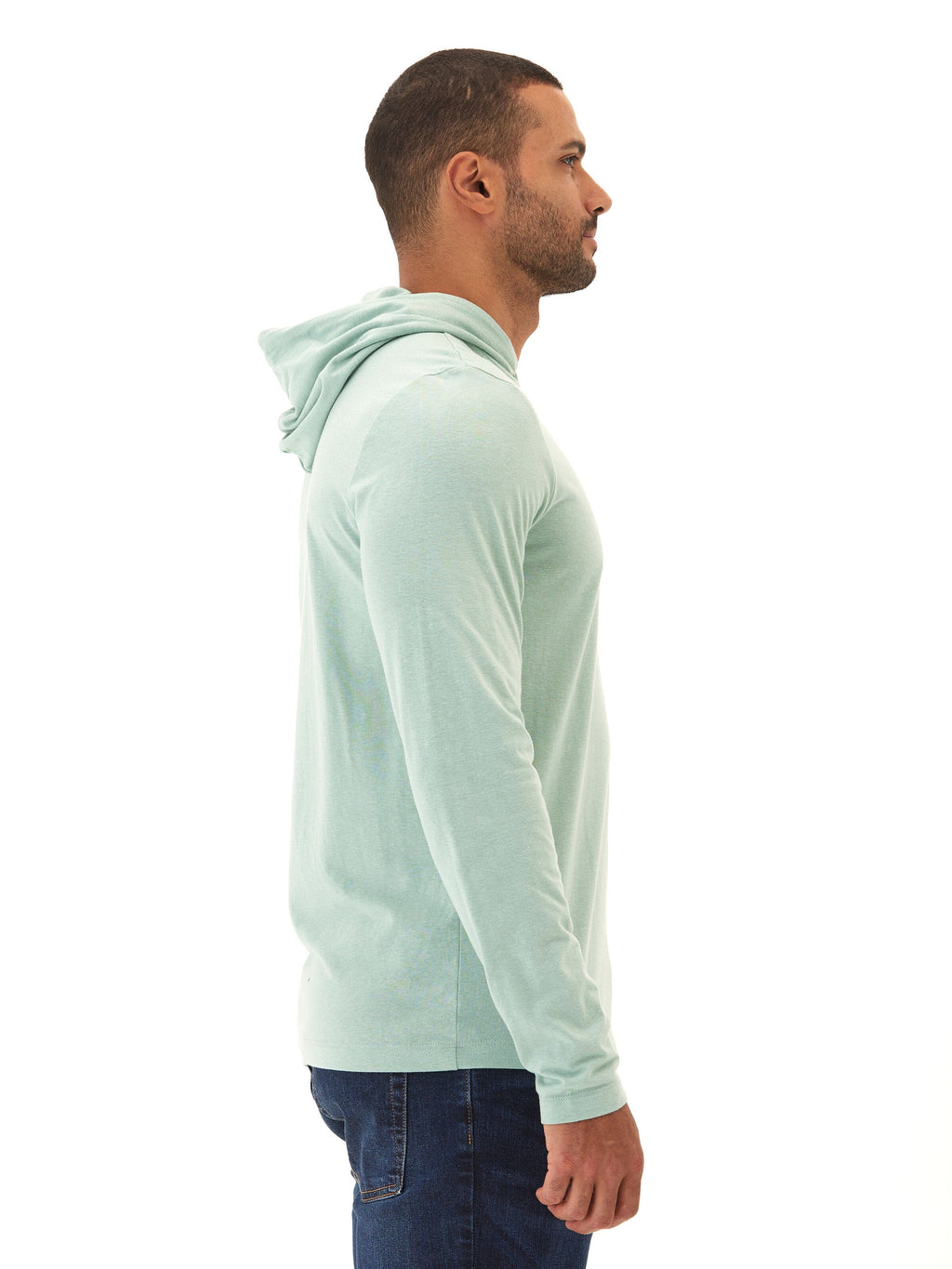 Dane Long Sleeve Triblend Hoodie in Mint Green