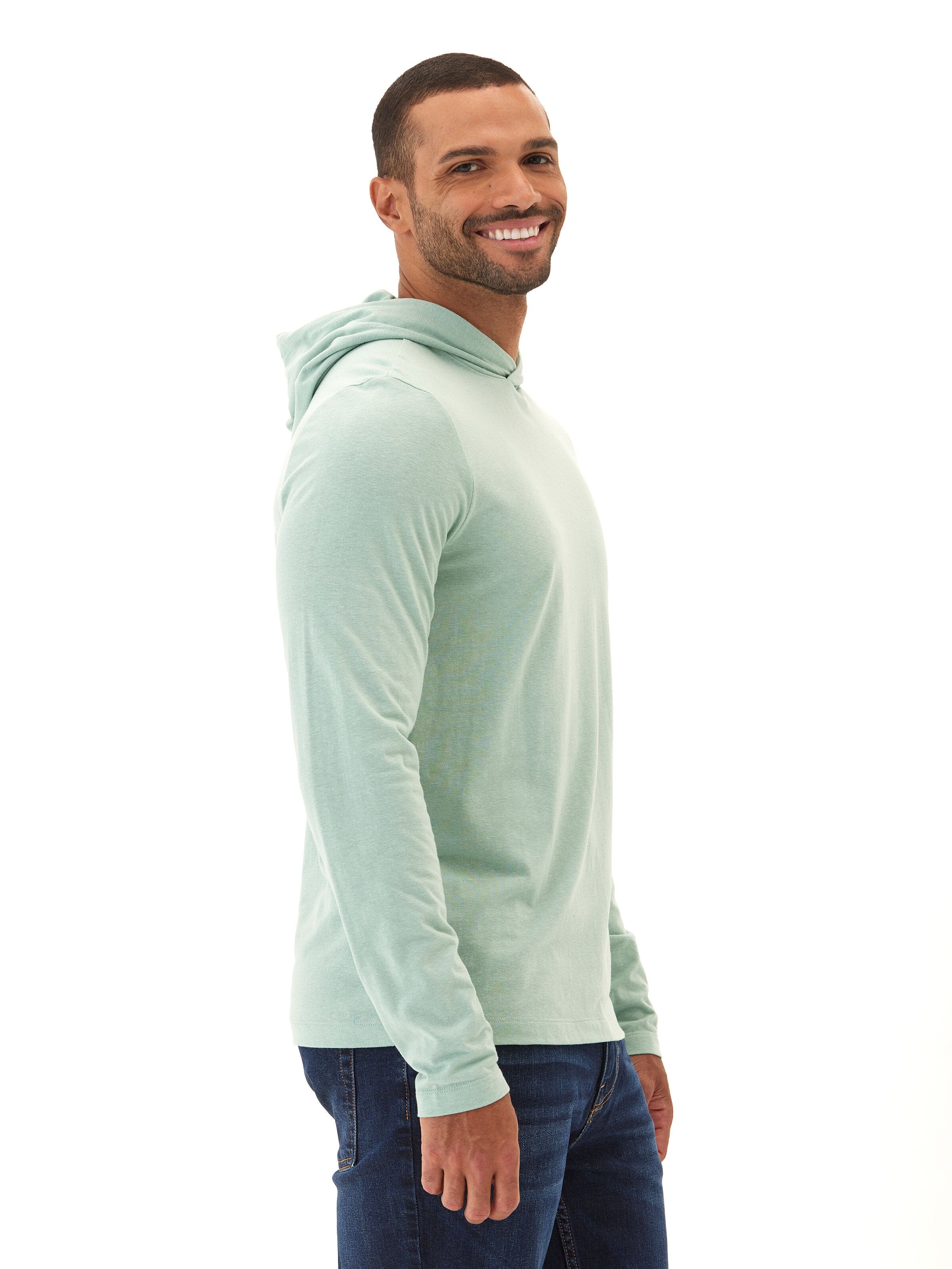 Dane Long Sleeve Triblend Hoodie in Mint Green