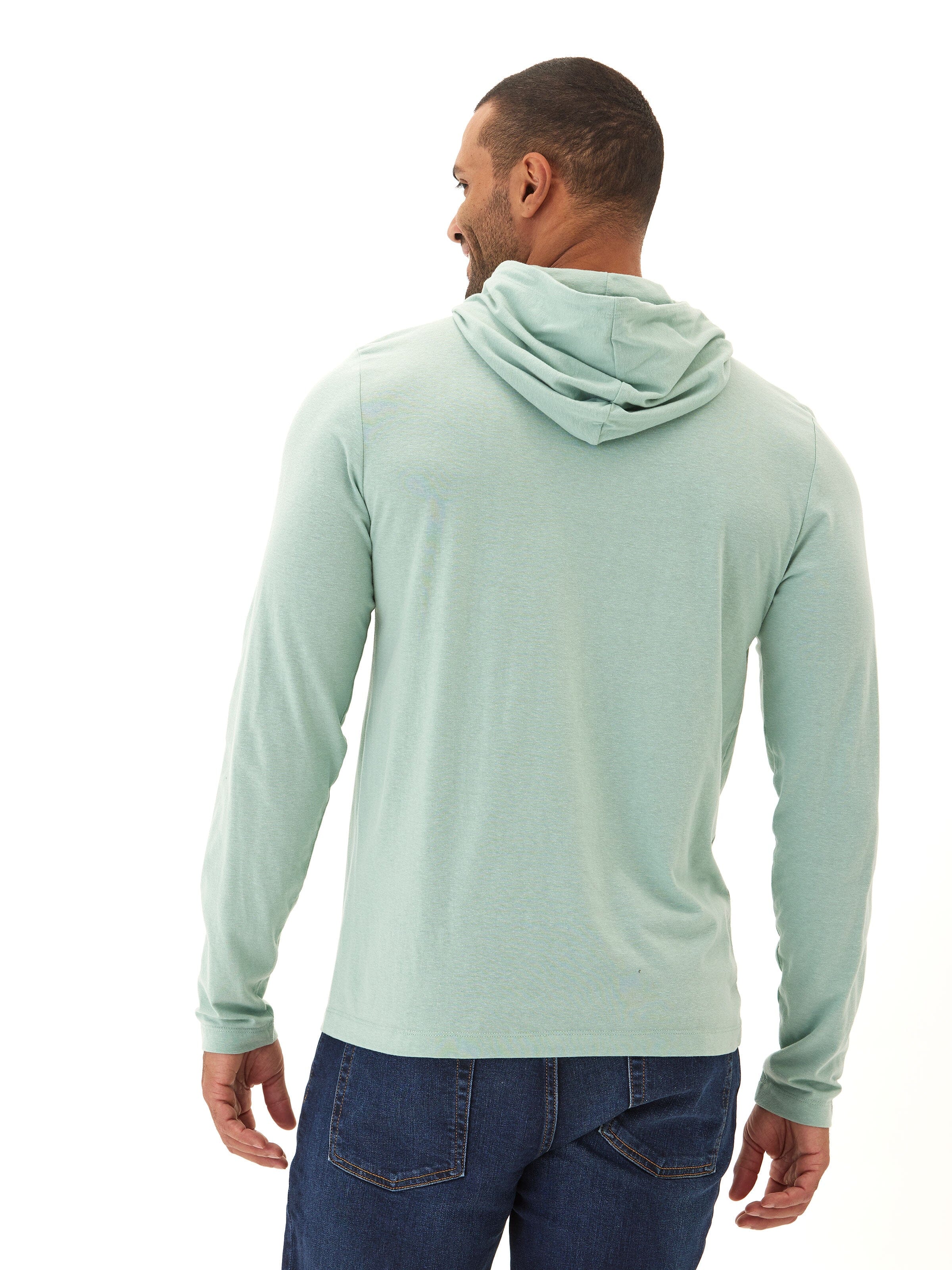 Dane Long Sleeve Triblend Hoodie in Mint Green