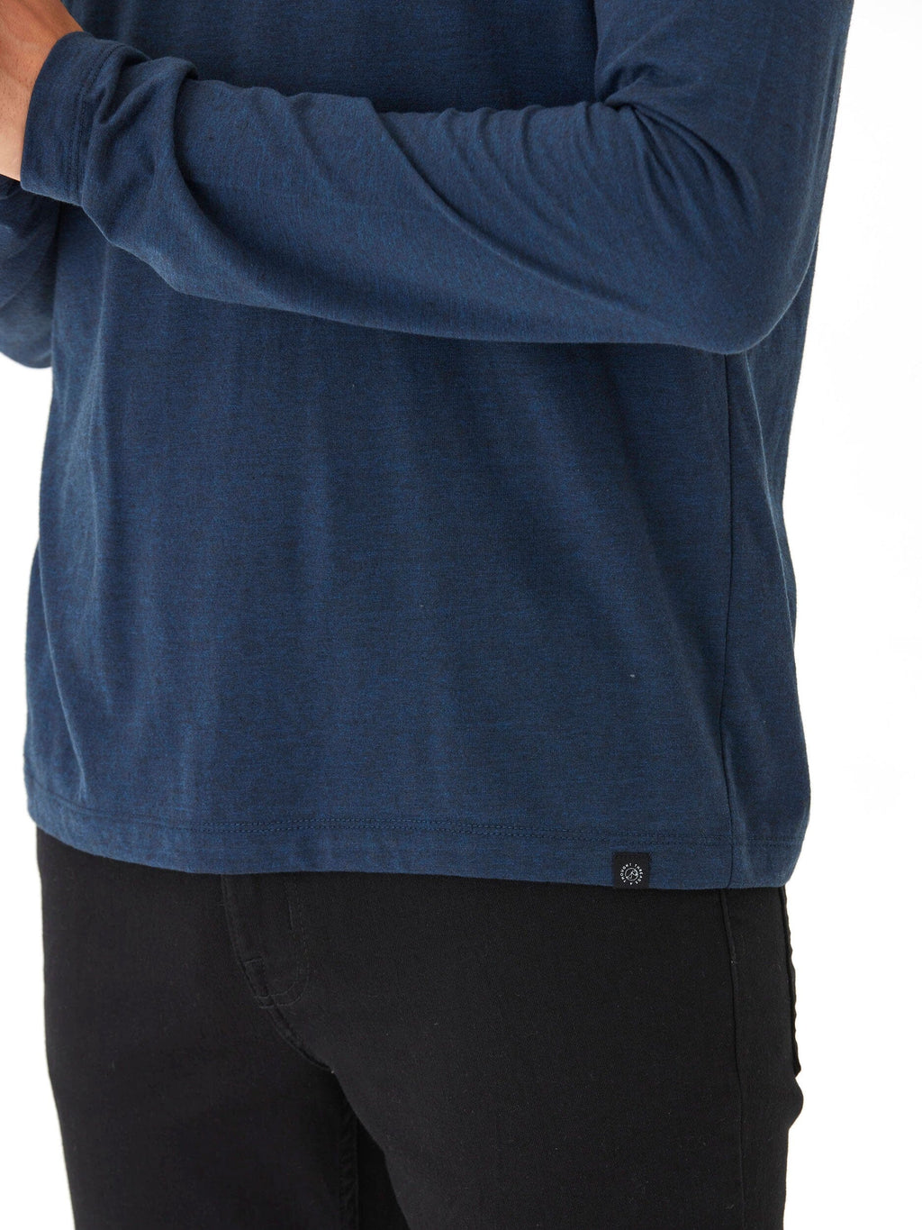 Dane Long Sleeve T-Shirt Hoodie in Navy Blue
