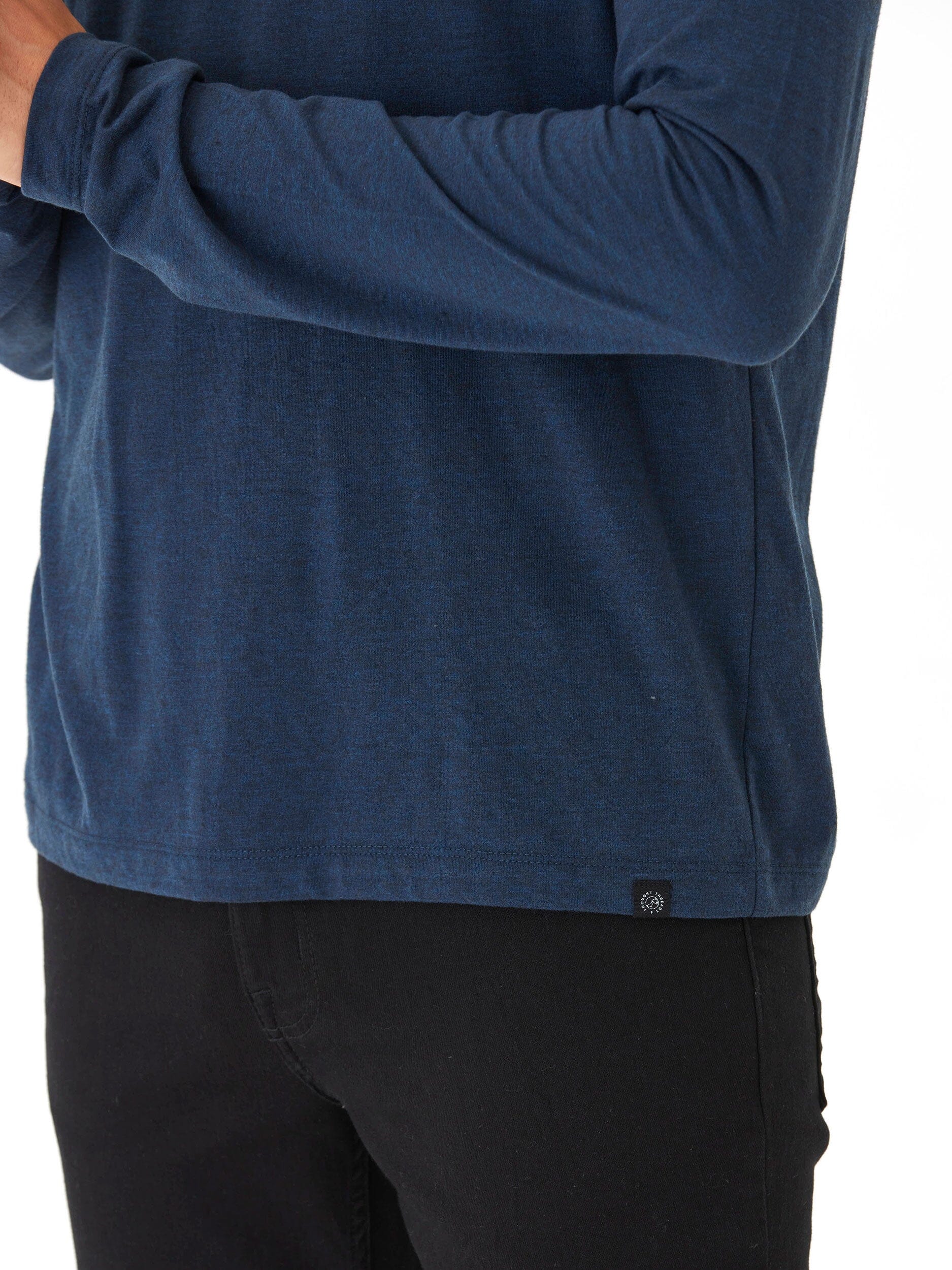 Dane Long Sleeve T-Shirt Hoodie in Navy Blue