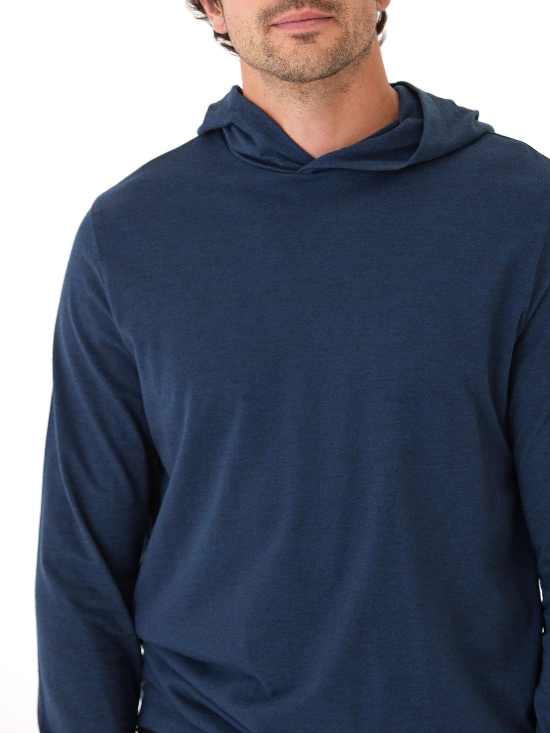 Dane Long Sleeve T-Shirt Hoodie in Navy Blue