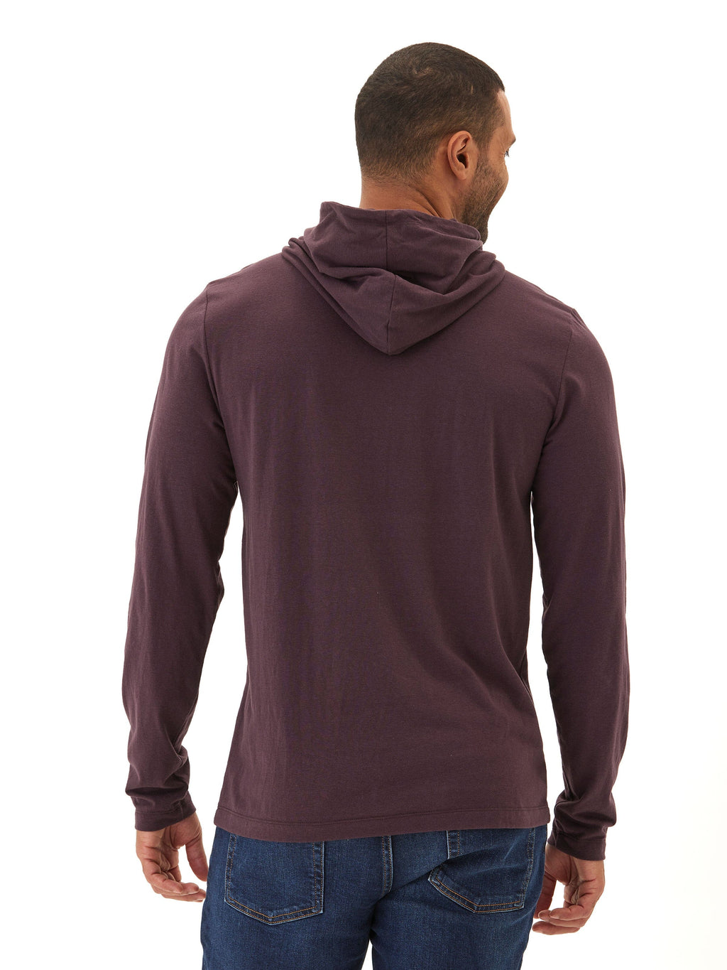 Dane Long Sleeve T-Shirt Hoodie in Dark Purple