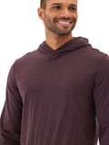 Minimalist men's Dane long sleeve hoodie in dark purple solid color