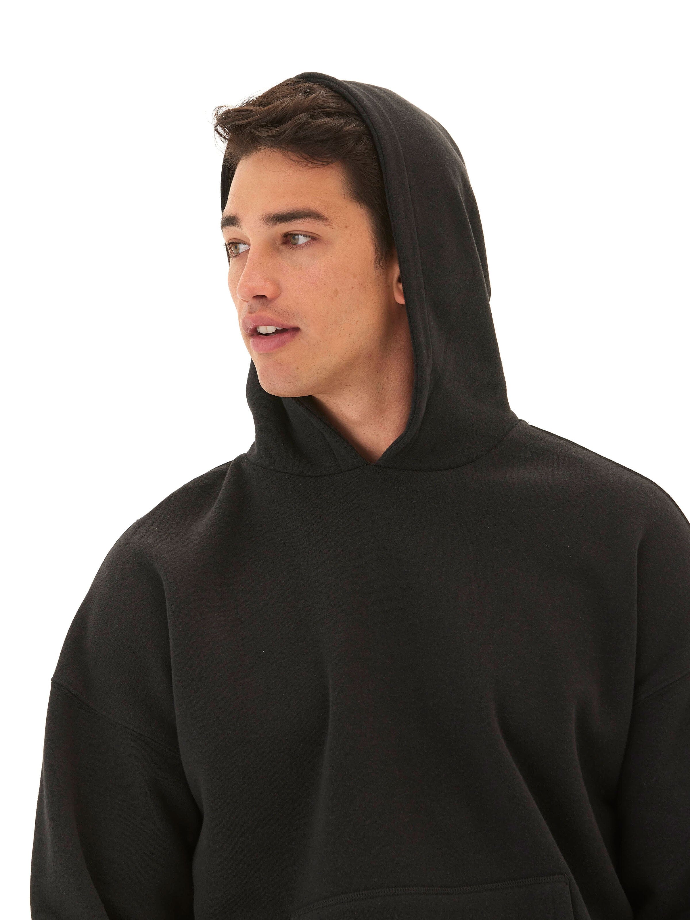 Marcel Triblend Fleece Oversized Hoodie in Black