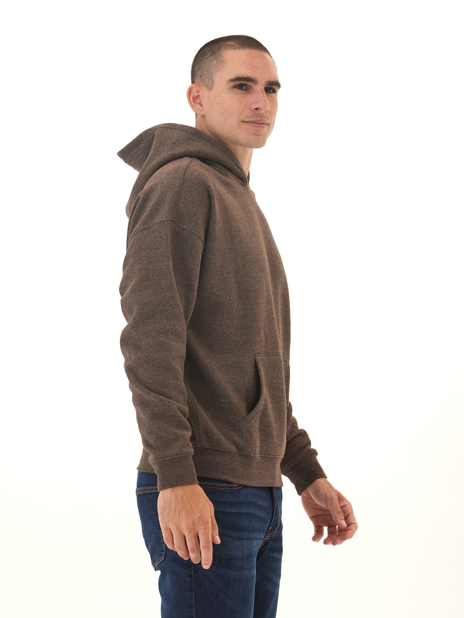 Marcel Oversized Triblend Fleece Hoodie in Brown