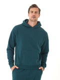 Men's Marcel oversized triblend fleece hoodie in teal and dark green, casual streetwear style.