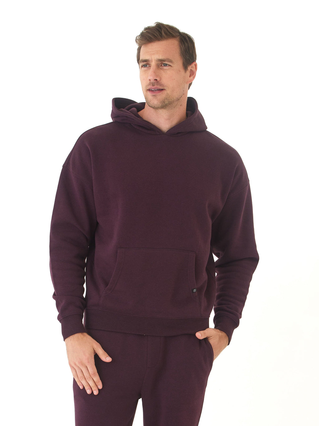 Marcel Triblend Fleece Oversized Hoodie in Dark Purple