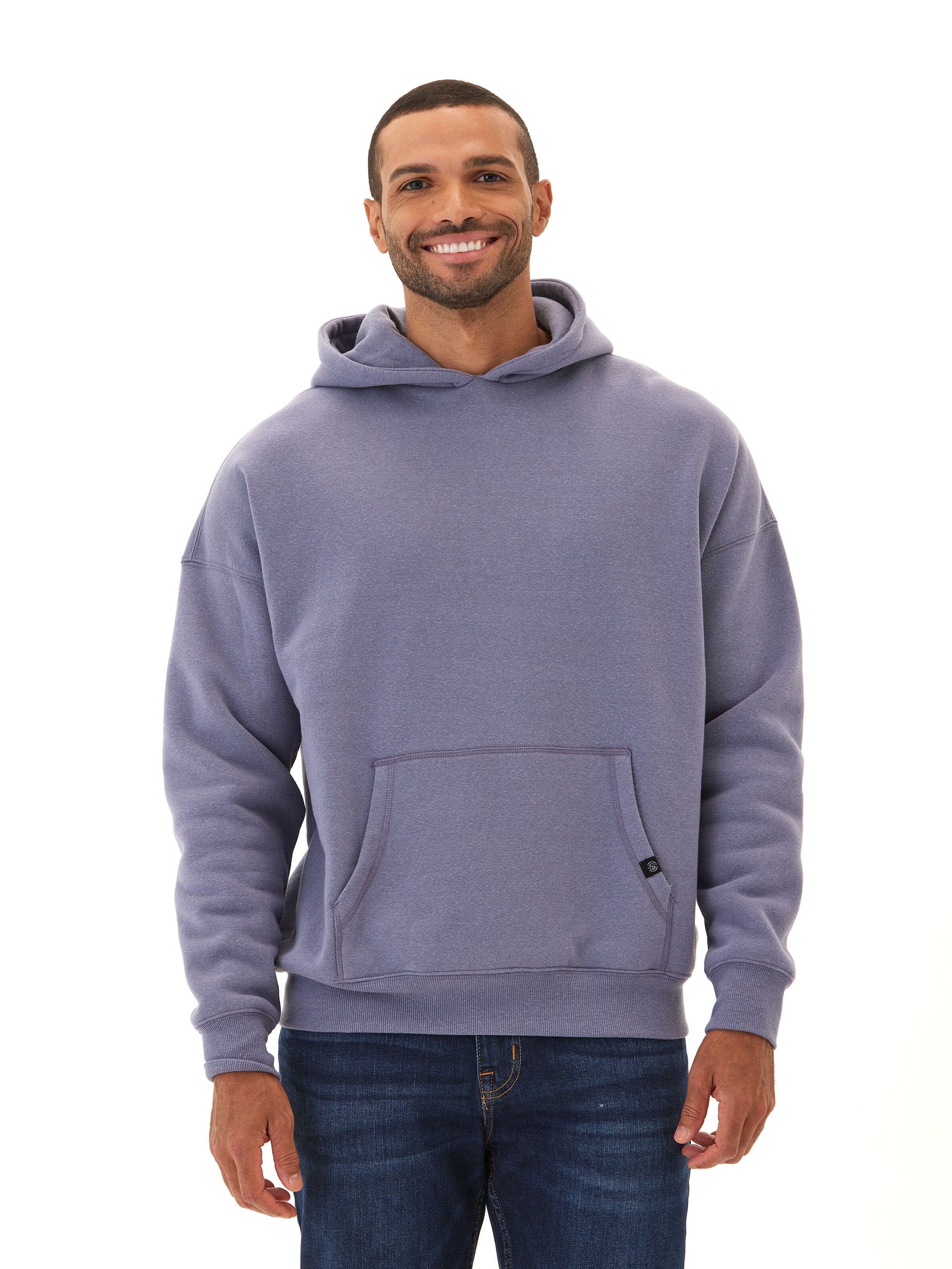 Marcel Oversized Triblend Fleece Hoodie in Purple and Blue-Grey