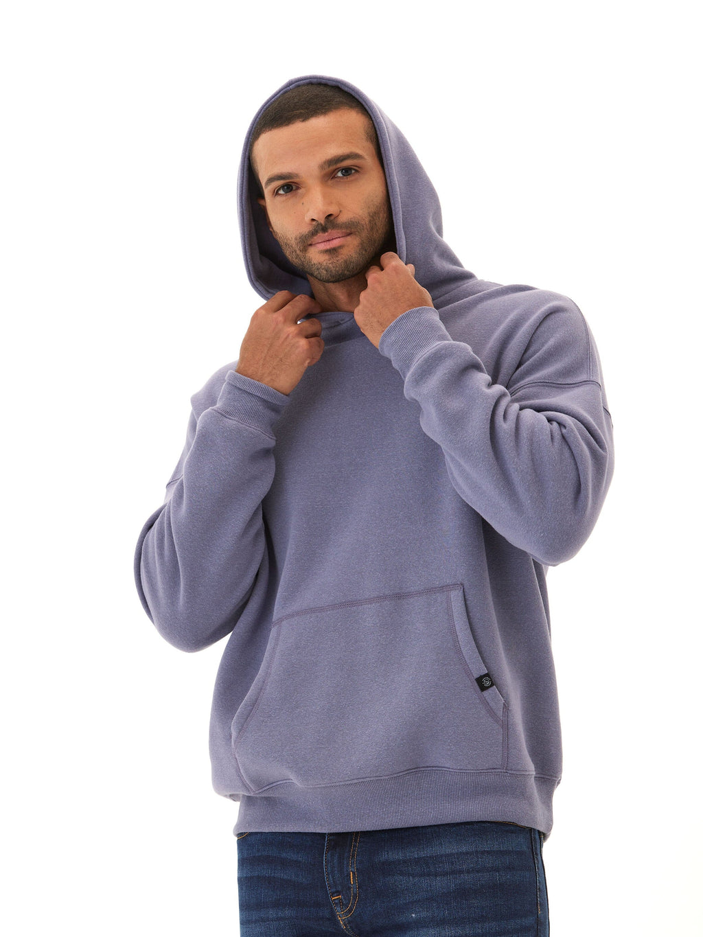 Marcel Oversized Triblend Fleece Hoodie in Purple and Blue-Grey