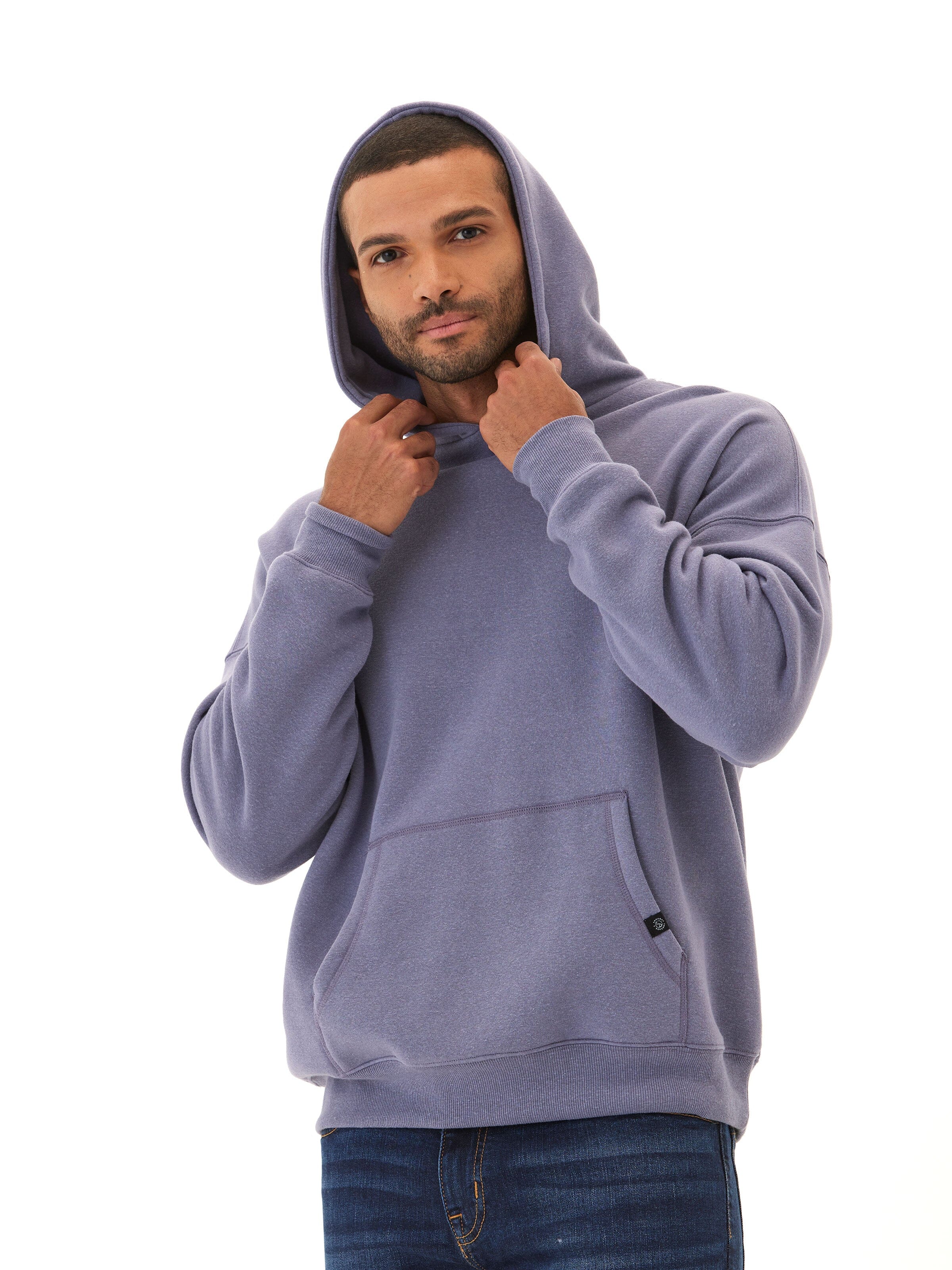 Marcel Oversized Triblend Fleece Hoodie in Purple and Blue-Grey