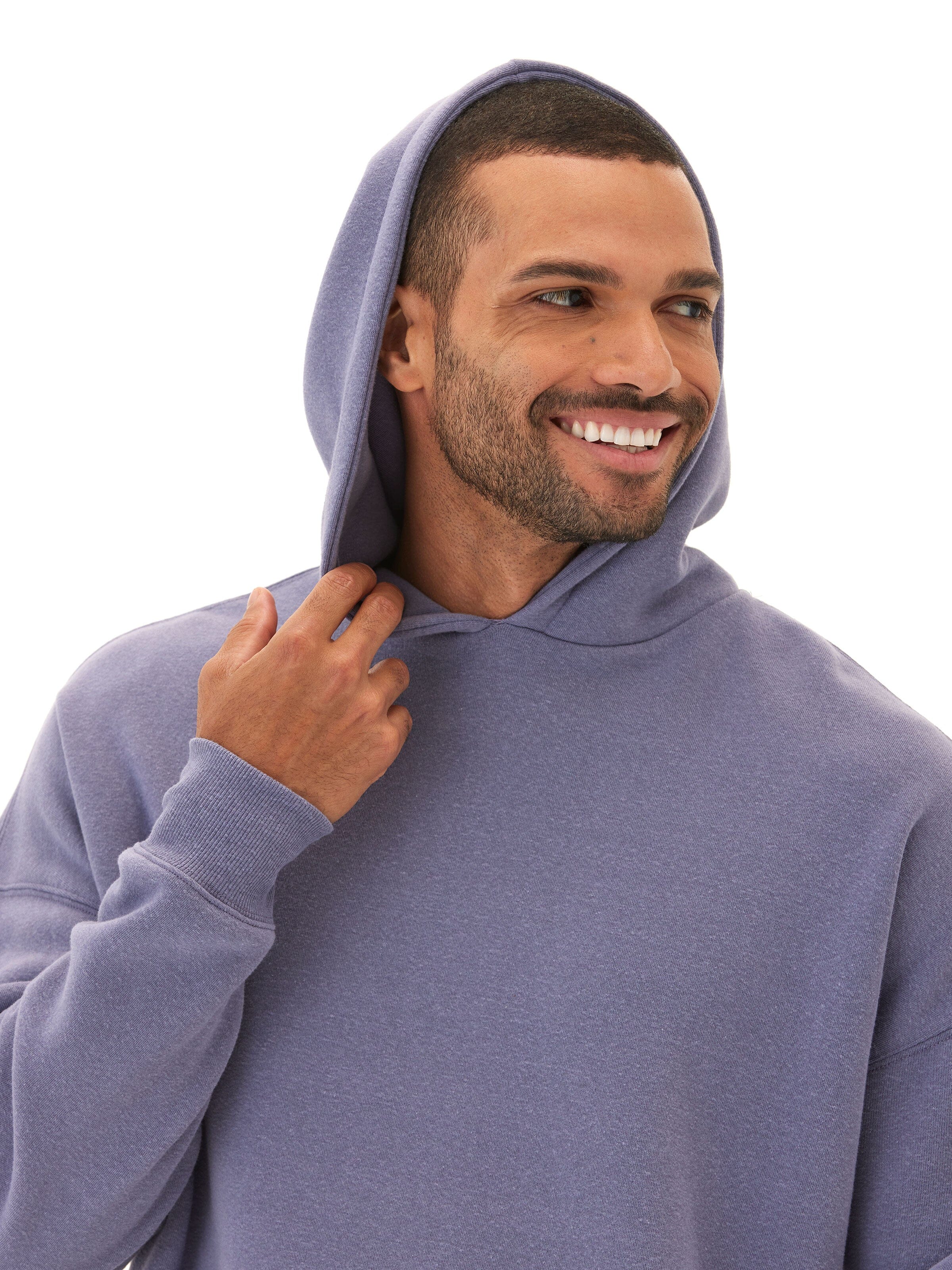 Marcel Oversized Triblend Fleece Hoodie in Purple and Blue-Grey