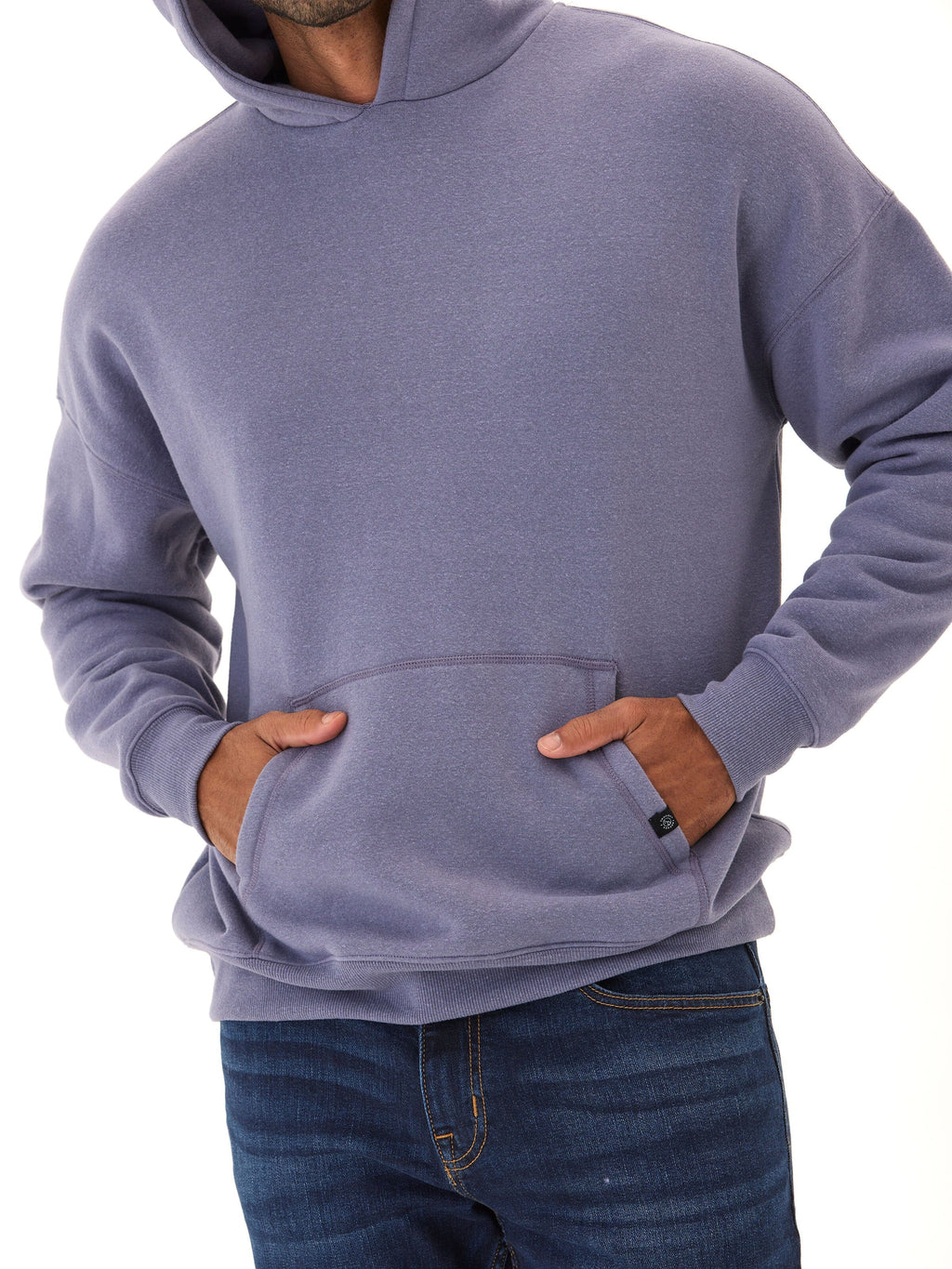 Marcel Oversized Triblend Fleece Hoodie in Purple and Blue-Grey