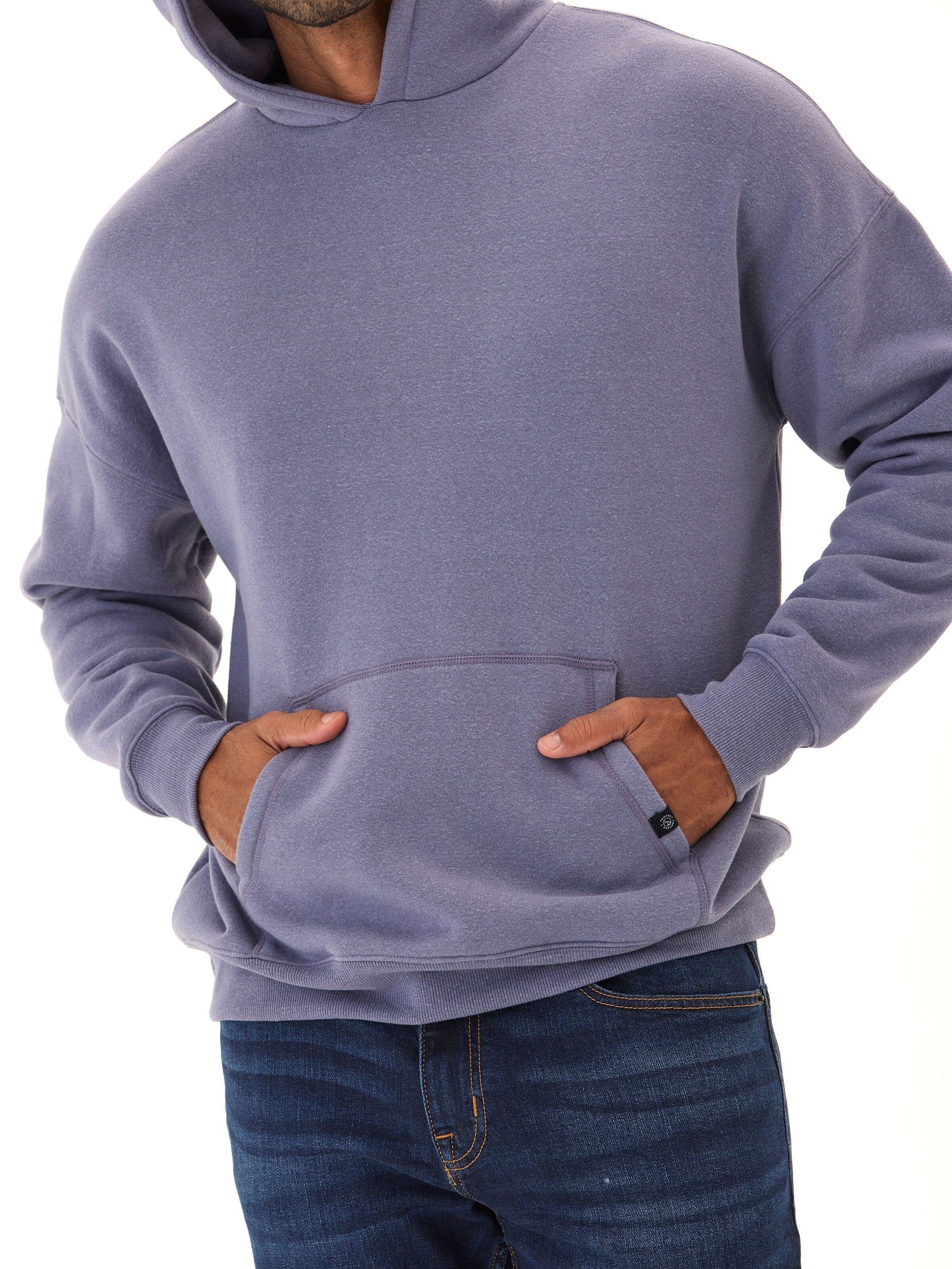 Marcel Oversized Triblend Fleece Hoodie in Purple and Blue-Grey