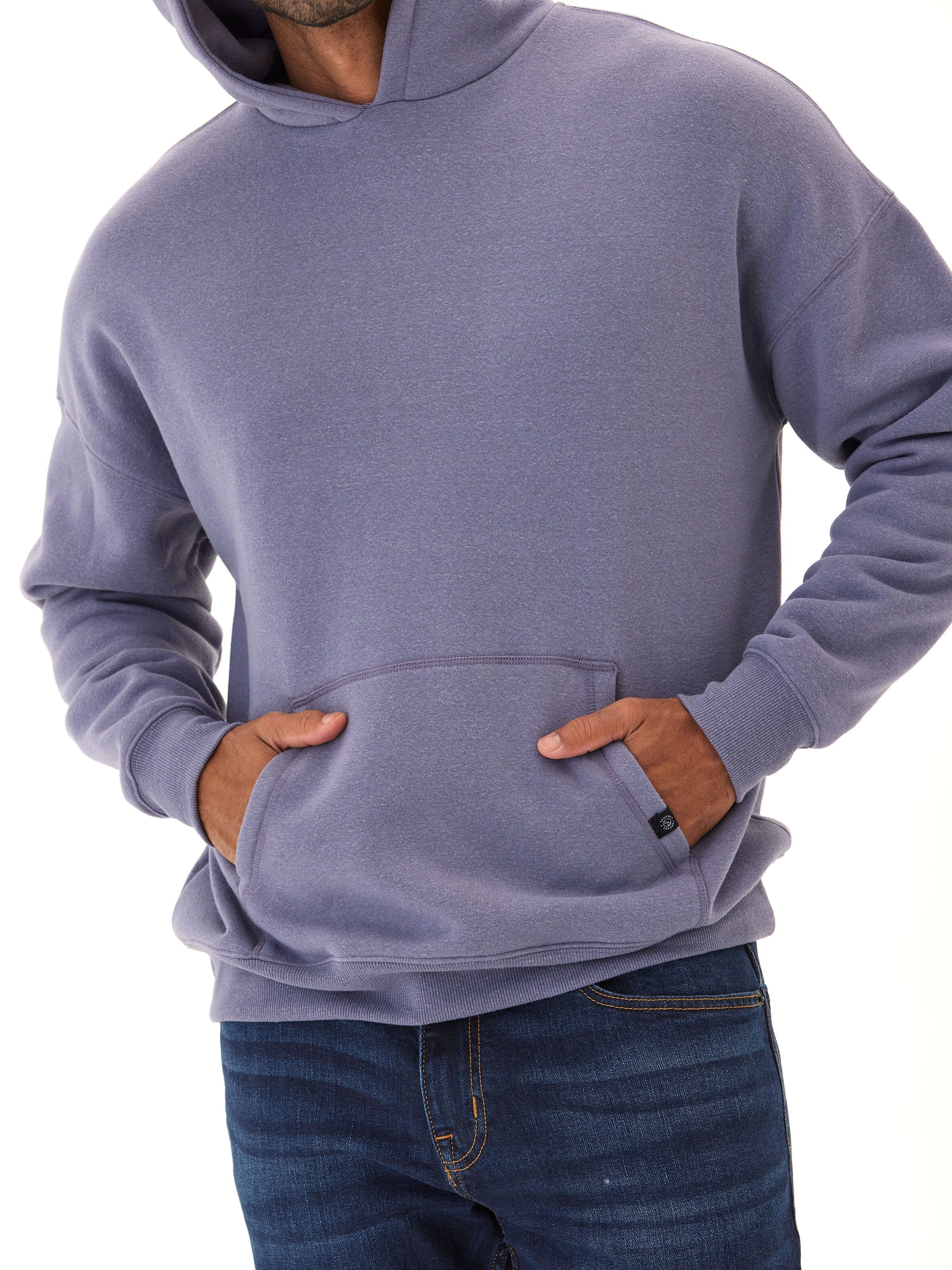 Marcel Oversized Triblend Fleece Hoodie in Purple and Blue-Grey
