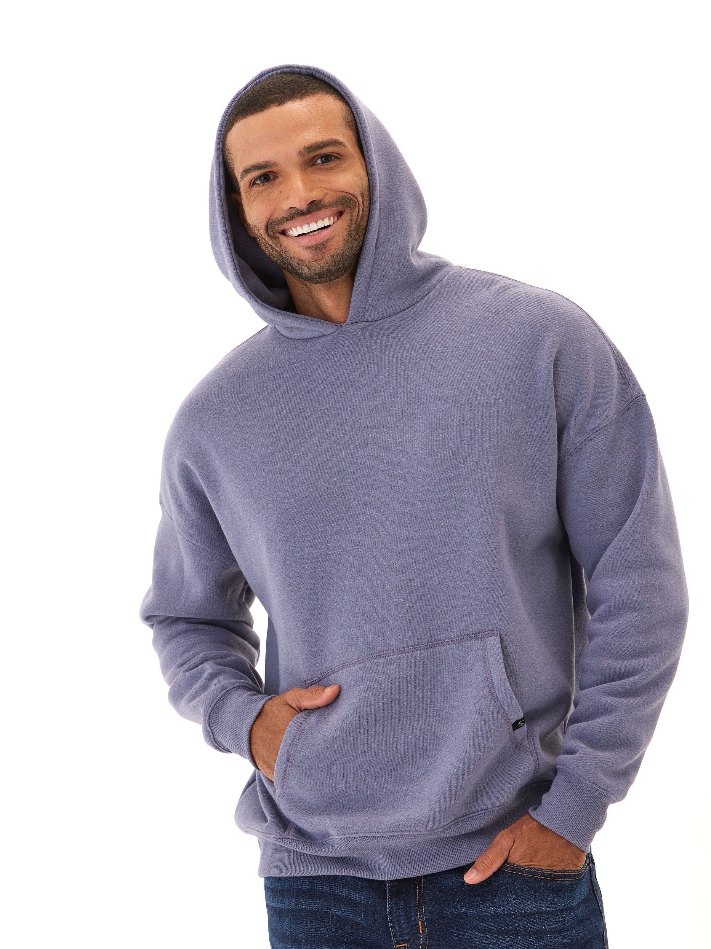 Marcel Oversized Triblend Fleece Hoodie in Purple and Blue-Grey