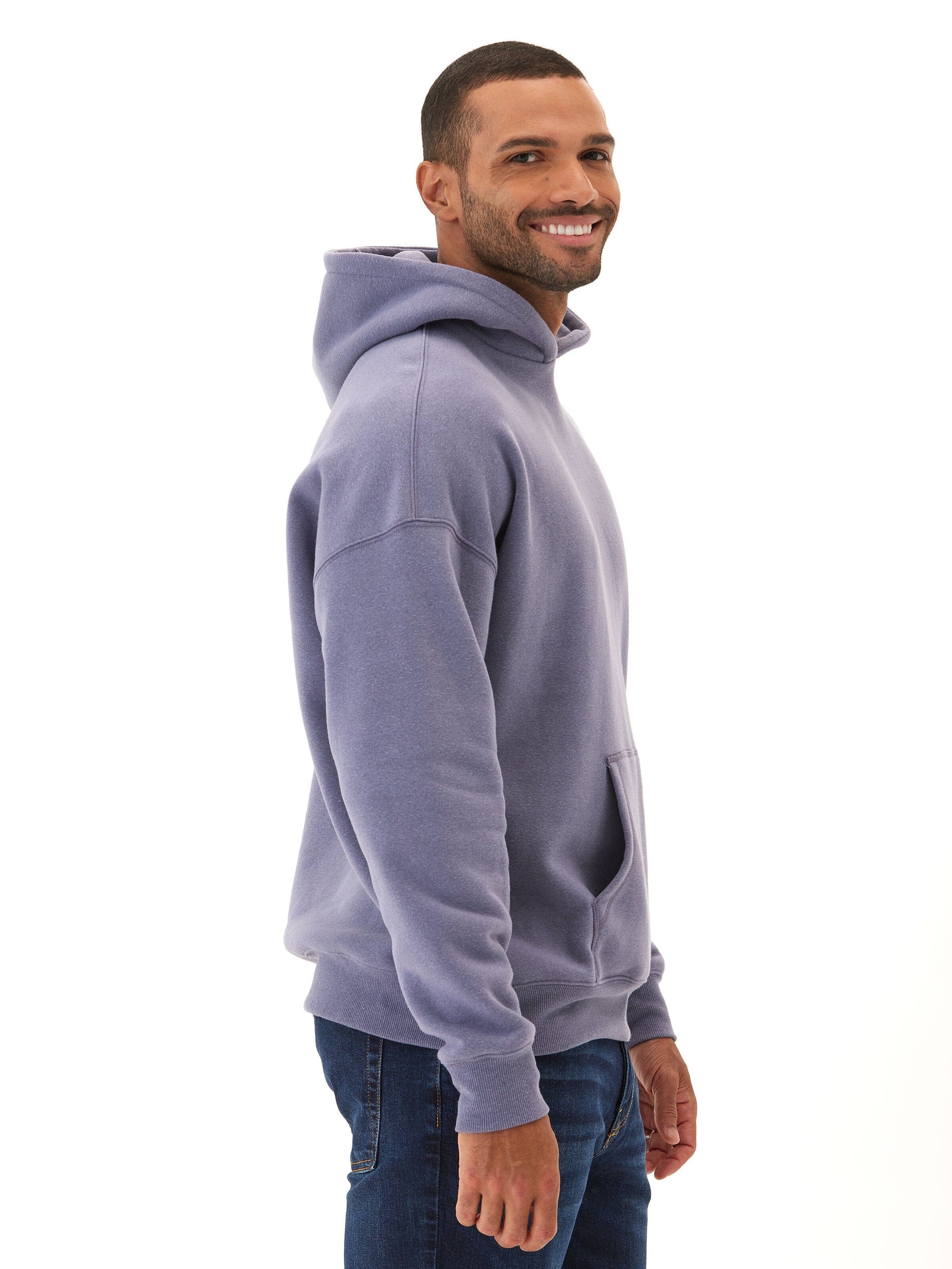 Marcel Oversized Triblend Fleece Hoodie in Purple and Blue-Grey