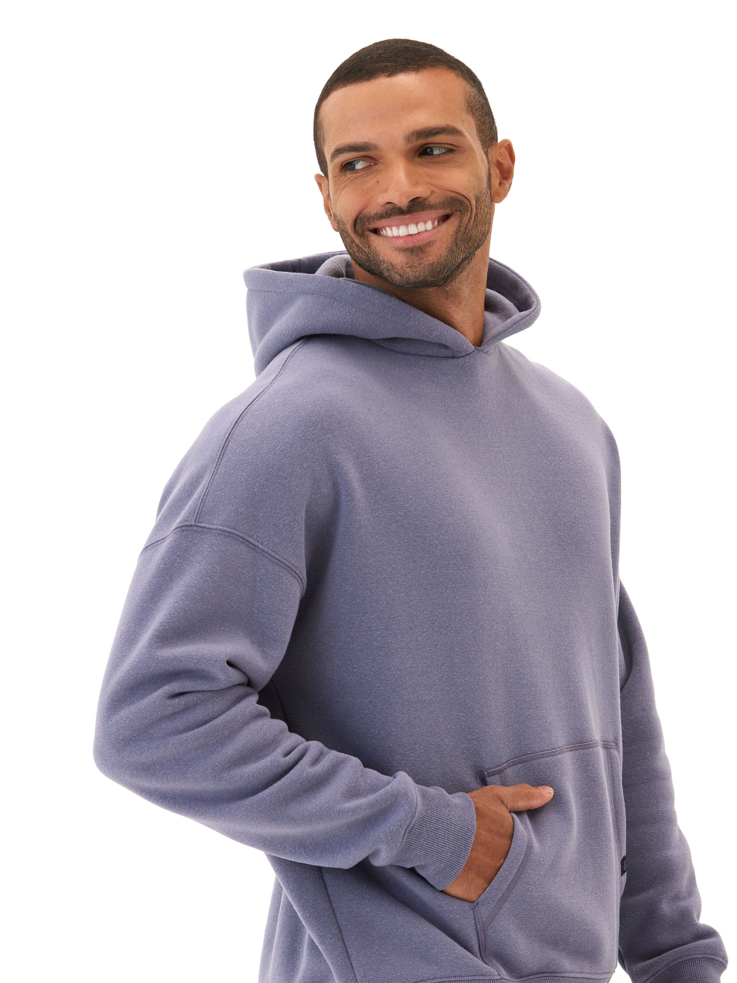Marcel Oversized Triblend Fleece Hoodie in Purple and Blue-Grey