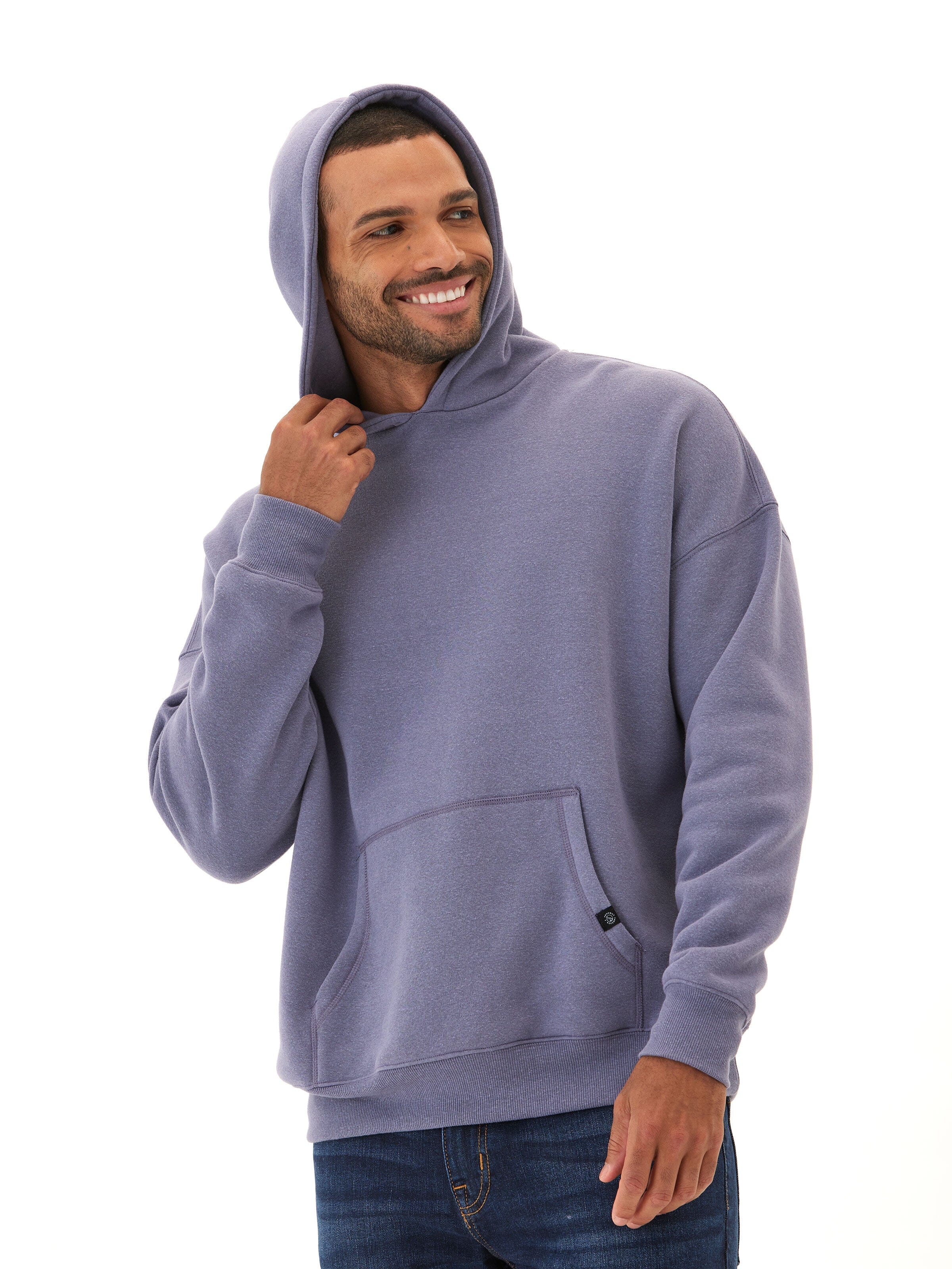 Marcel Oversized Triblend Fleece Hoodie in Purple and Blue-Grey