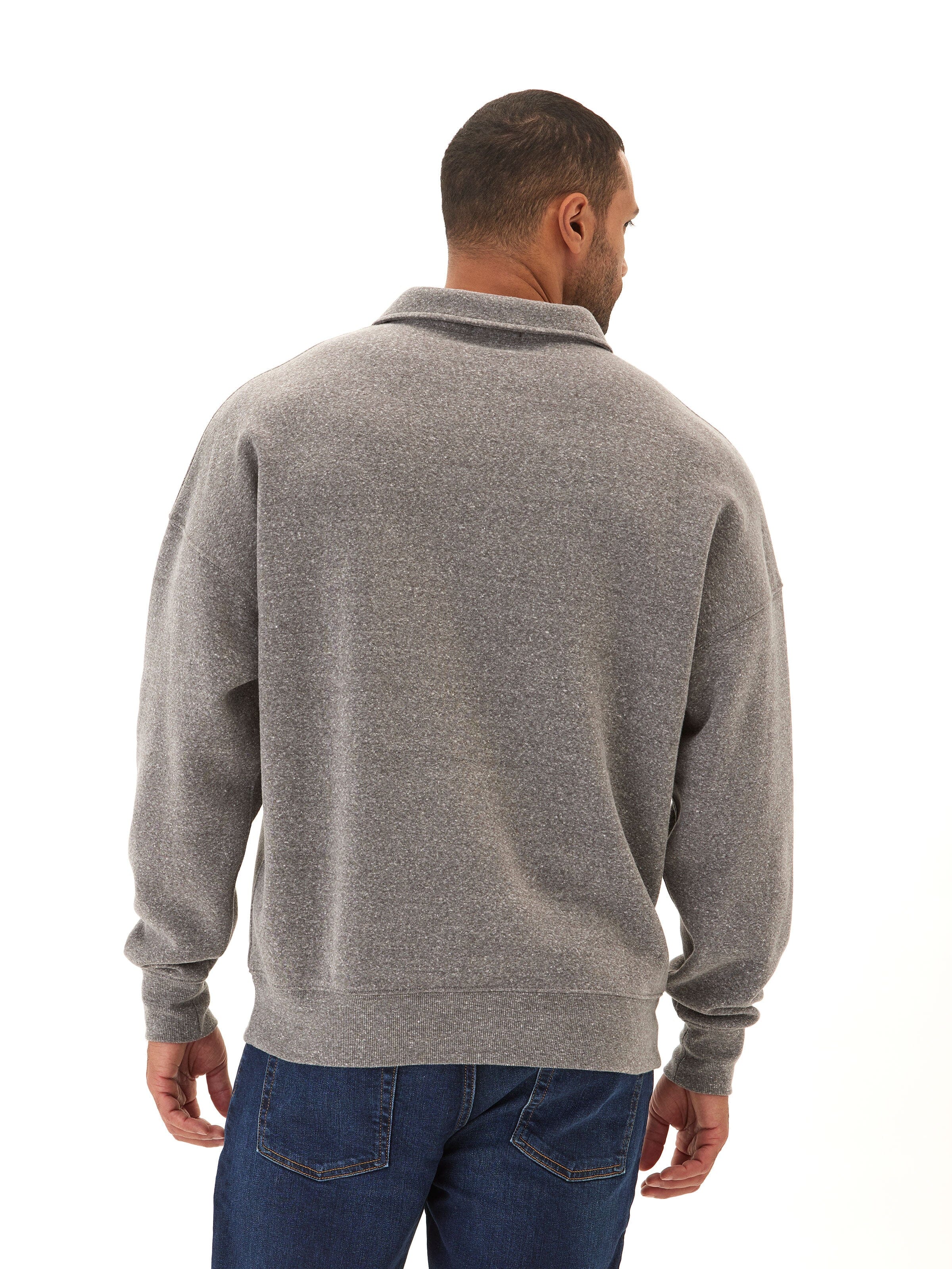 Gabe Triblend Fleece 1/4 Zip Polo in Grey