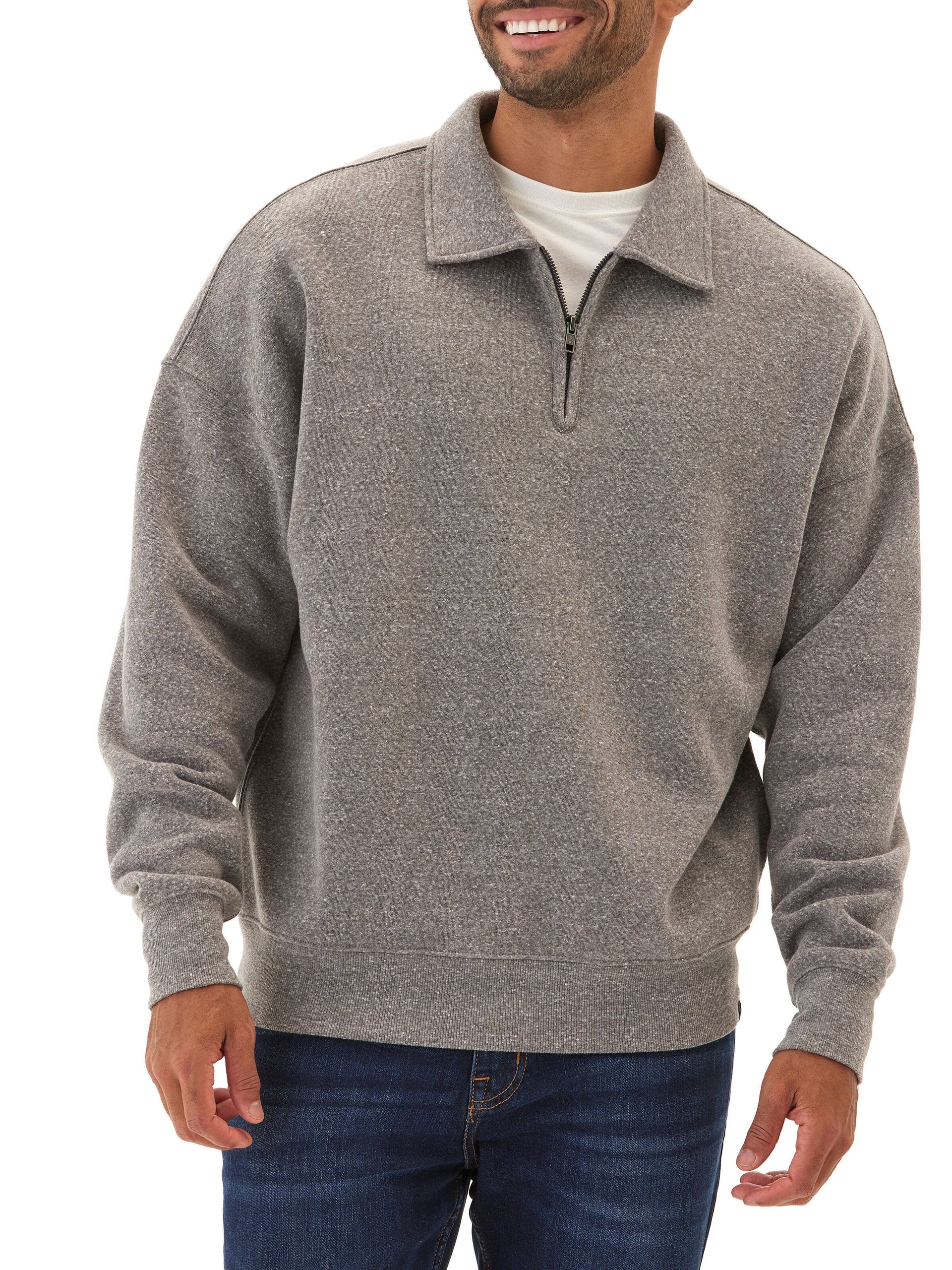 Gabe Triblend Fleece 1/4 Zip Polo in Grey