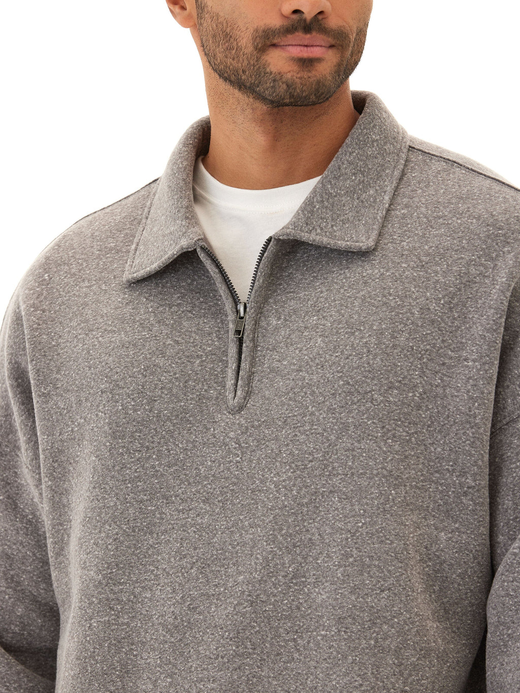 Gabe Triblend Fleece 1/4 Zip Polo in Grey
