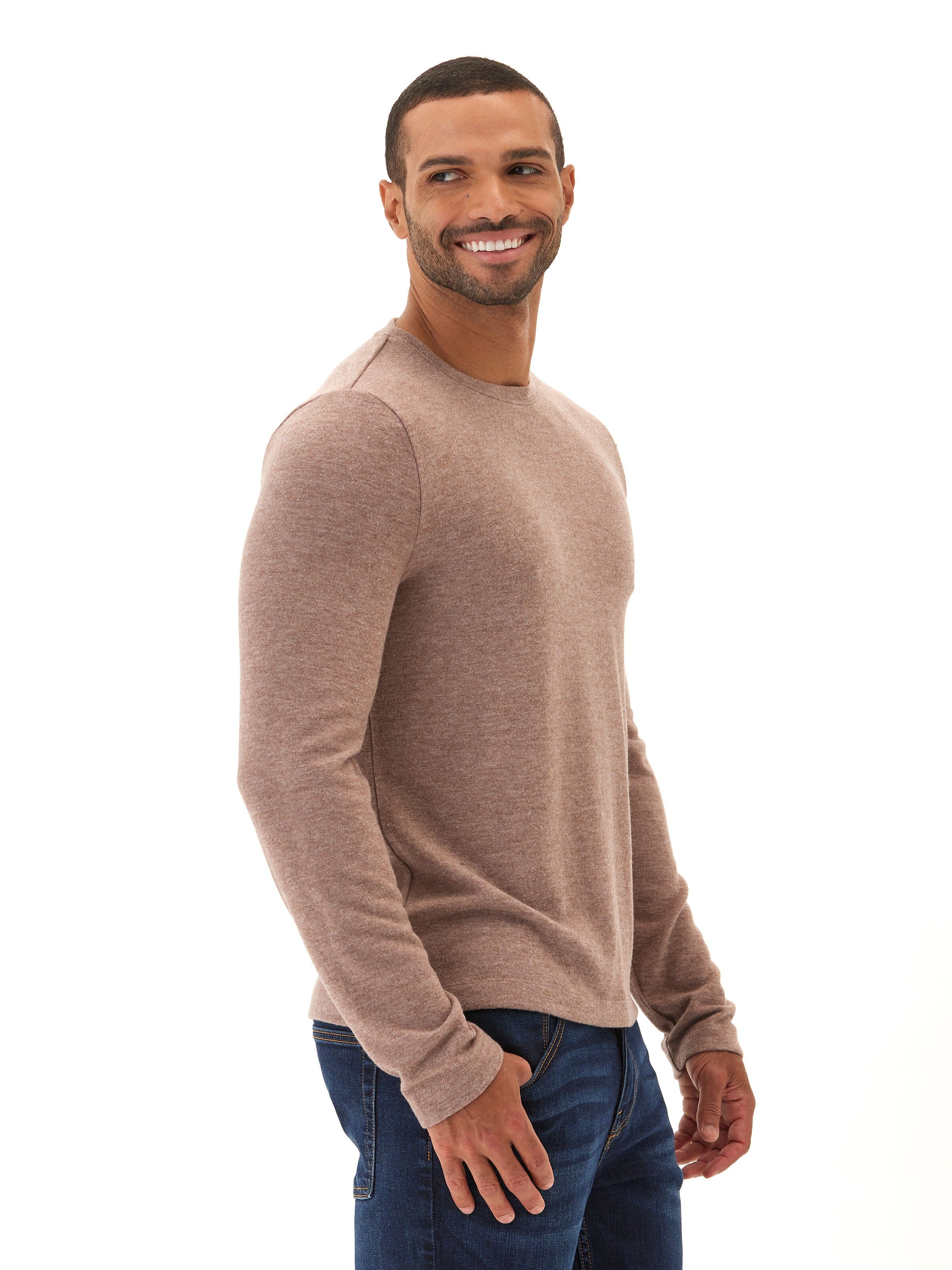 Gill Sweater Knit Long Sleeve Crewneck Tee - Soft Versatile Top