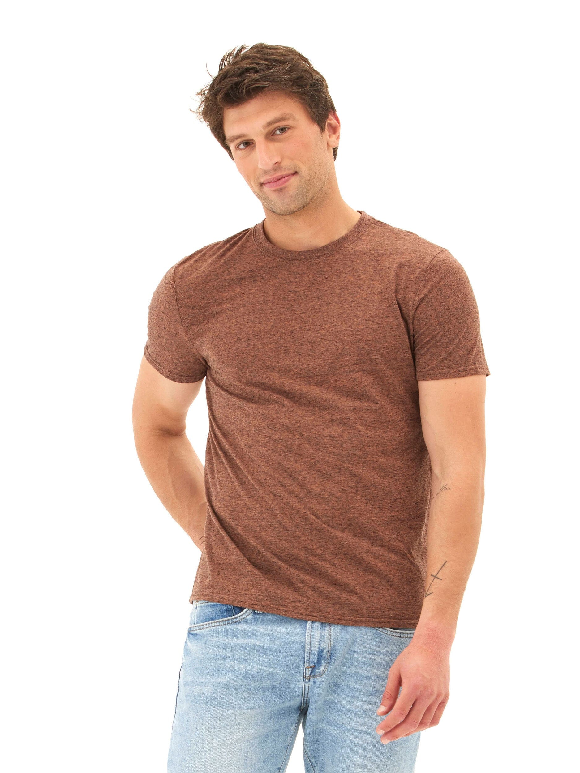 Black Fleck Triblend Crew Neck Short Sleeve Essential Tee