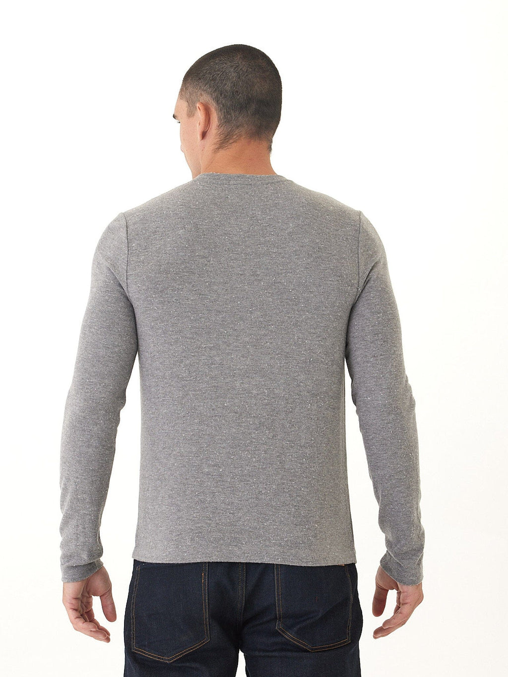 Elias Men's Sweater Knit Long Sleeve Henley in Grey
