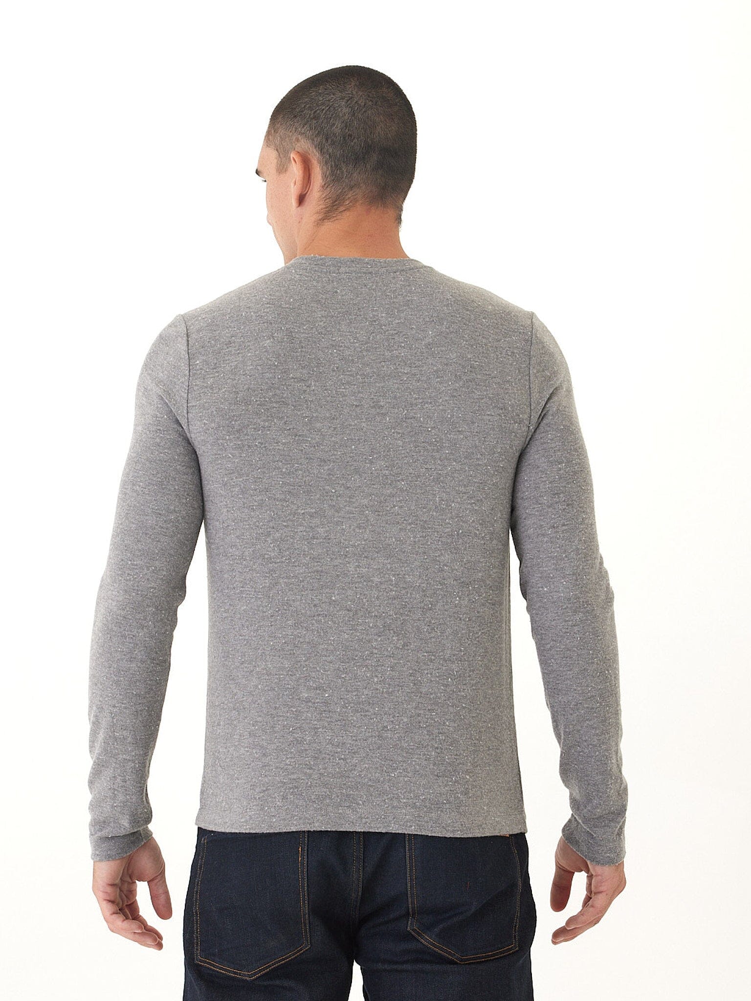 Elias Men's Sweater Knit Long Sleeve Henley in Grey