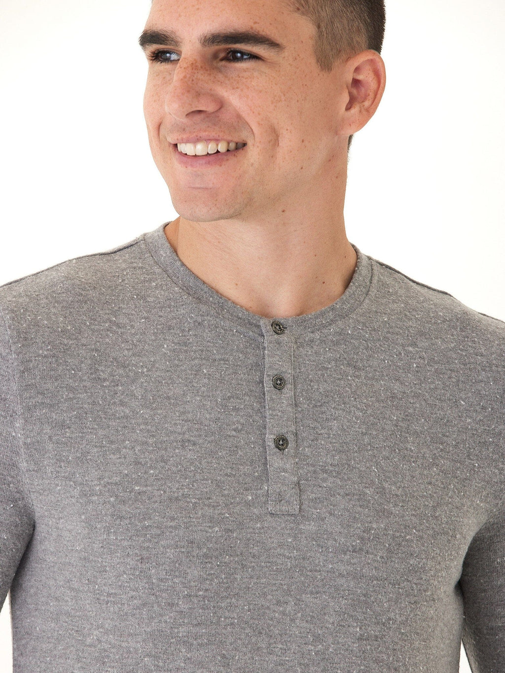 Elias Men's Sweater Knit Long Sleeve Henley in Grey