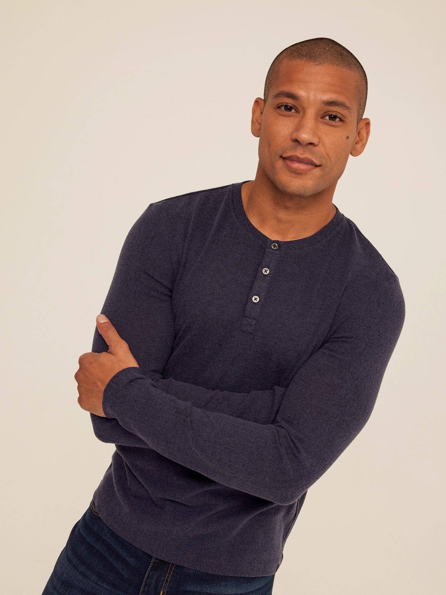 Long Sleeve Sweater Knit Henley with Classic Versatile Fit