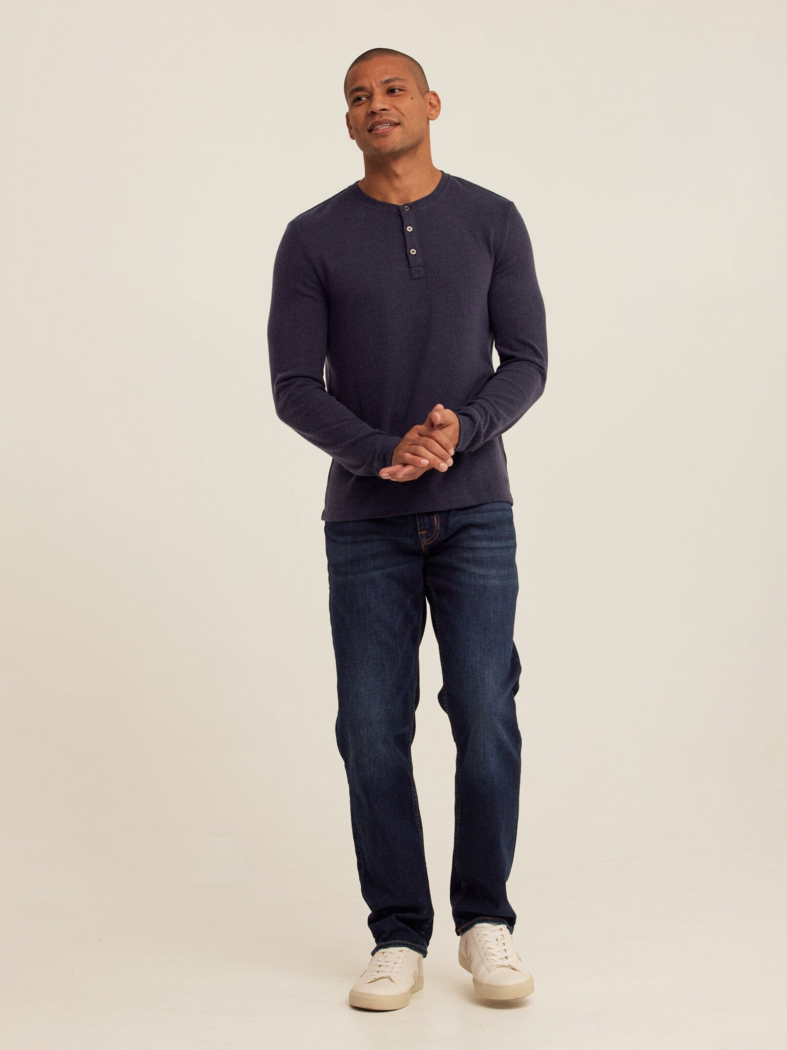 Long Sleeve Sweater Knit Henley with Classic Versatile Fit