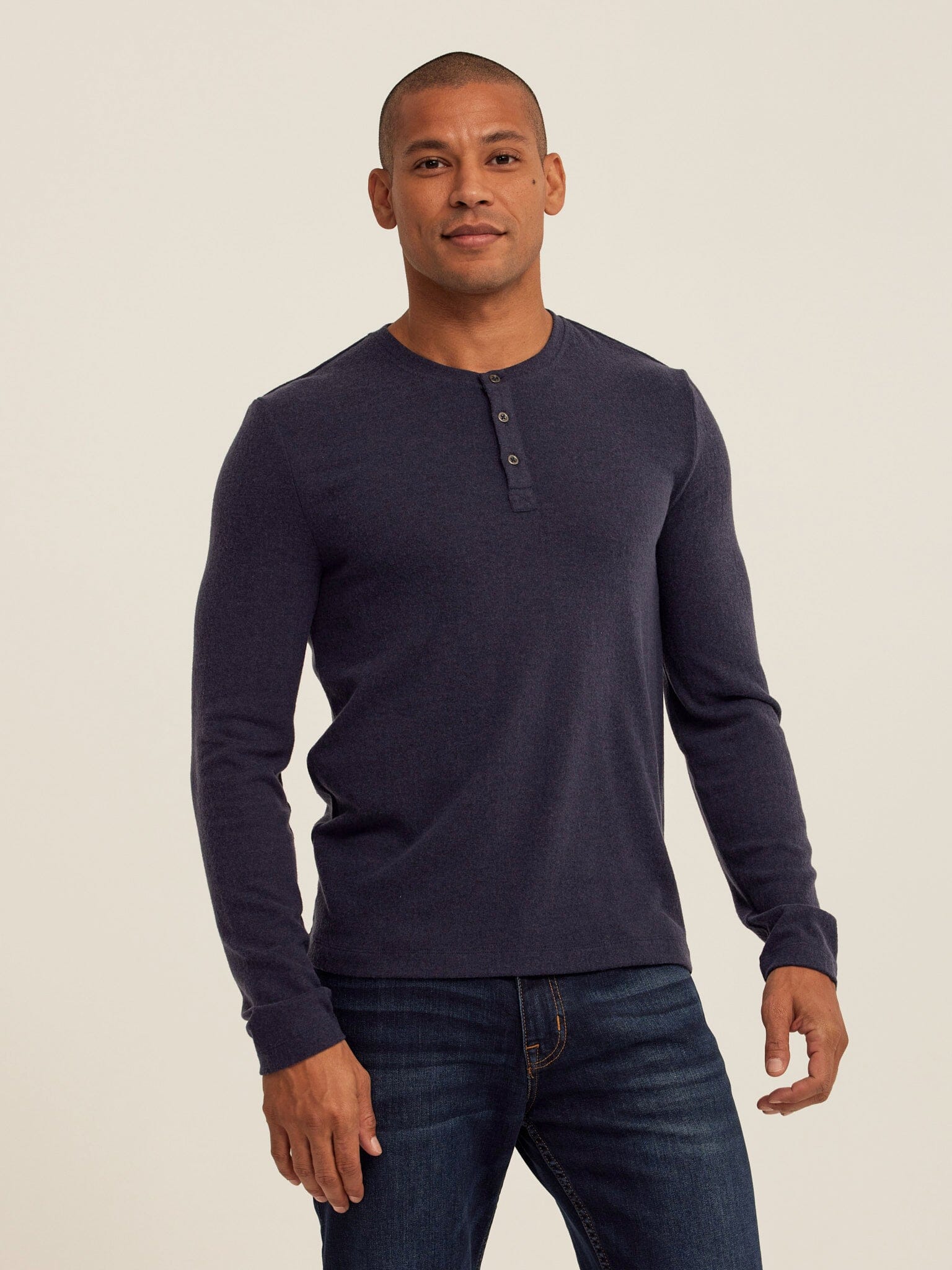 Long Sleeve Sweater Knit Henley with Classic Versatile Fit