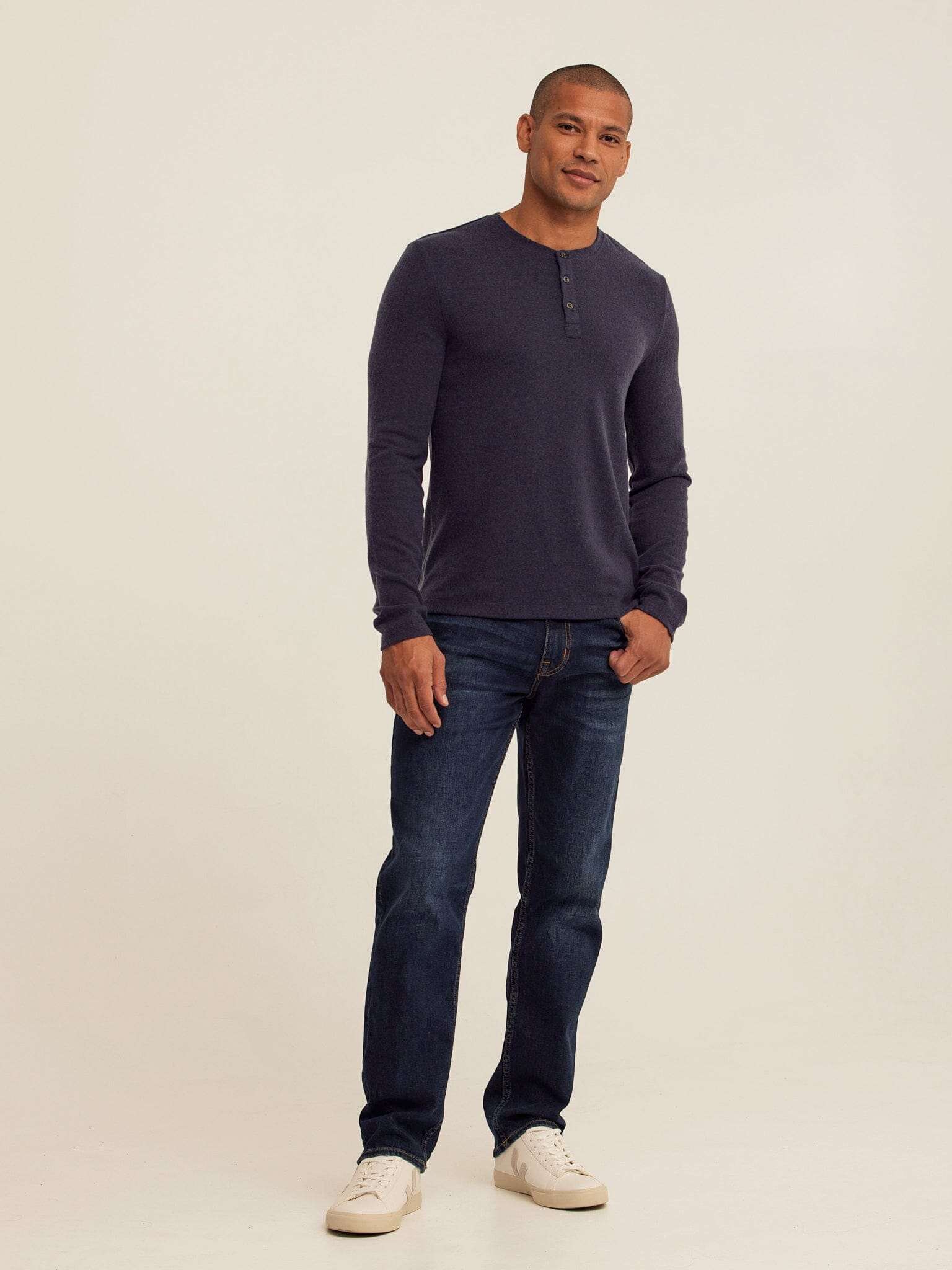 Long Sleeve Sweater Knit Henley with Classic Versatile Fit