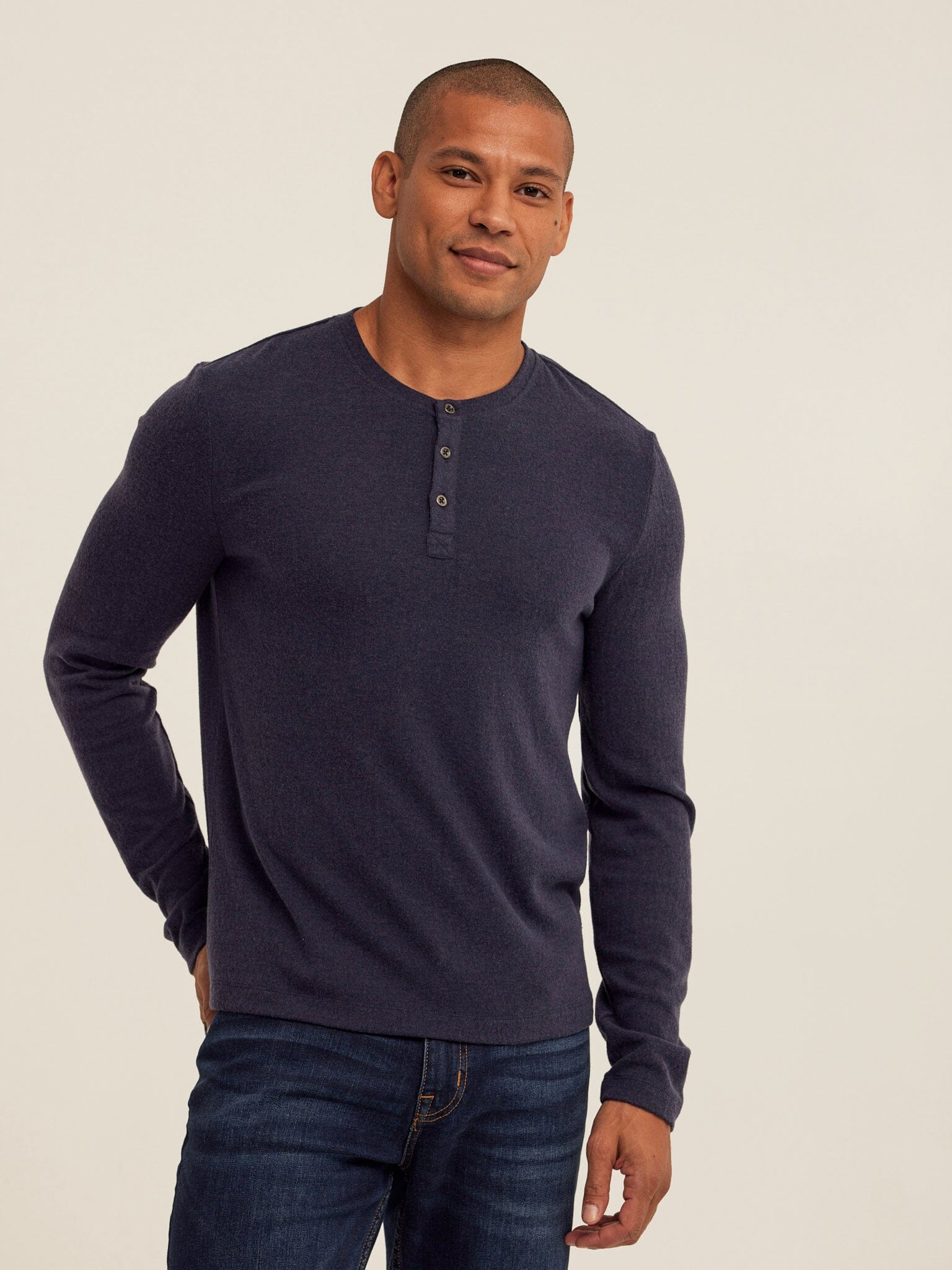 Long Sleeve Sweater Knit Henley with Classic Versatile Fit
