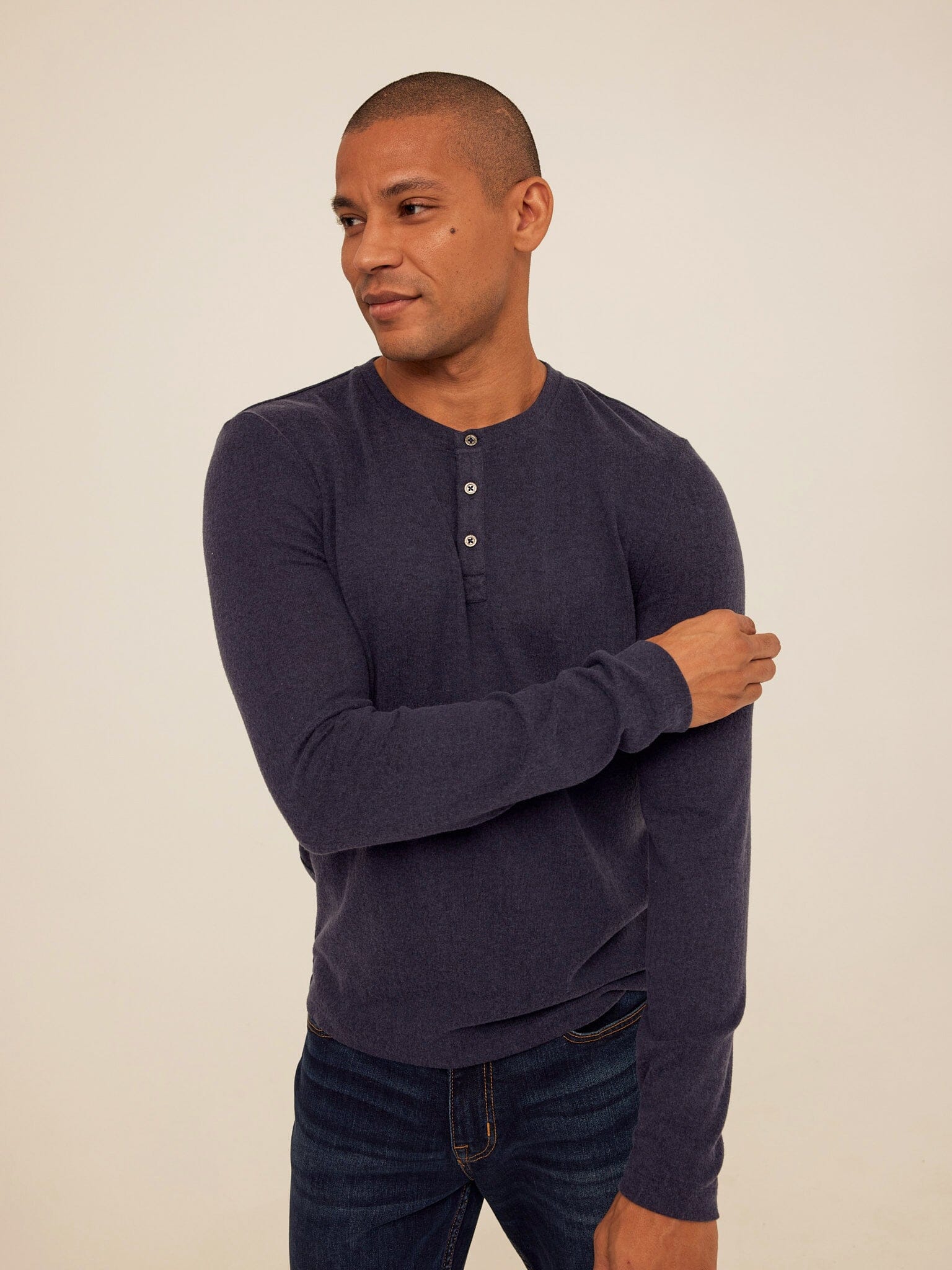 Long Sleeve Sweater Knit Henley with Classic Versatile Fit
