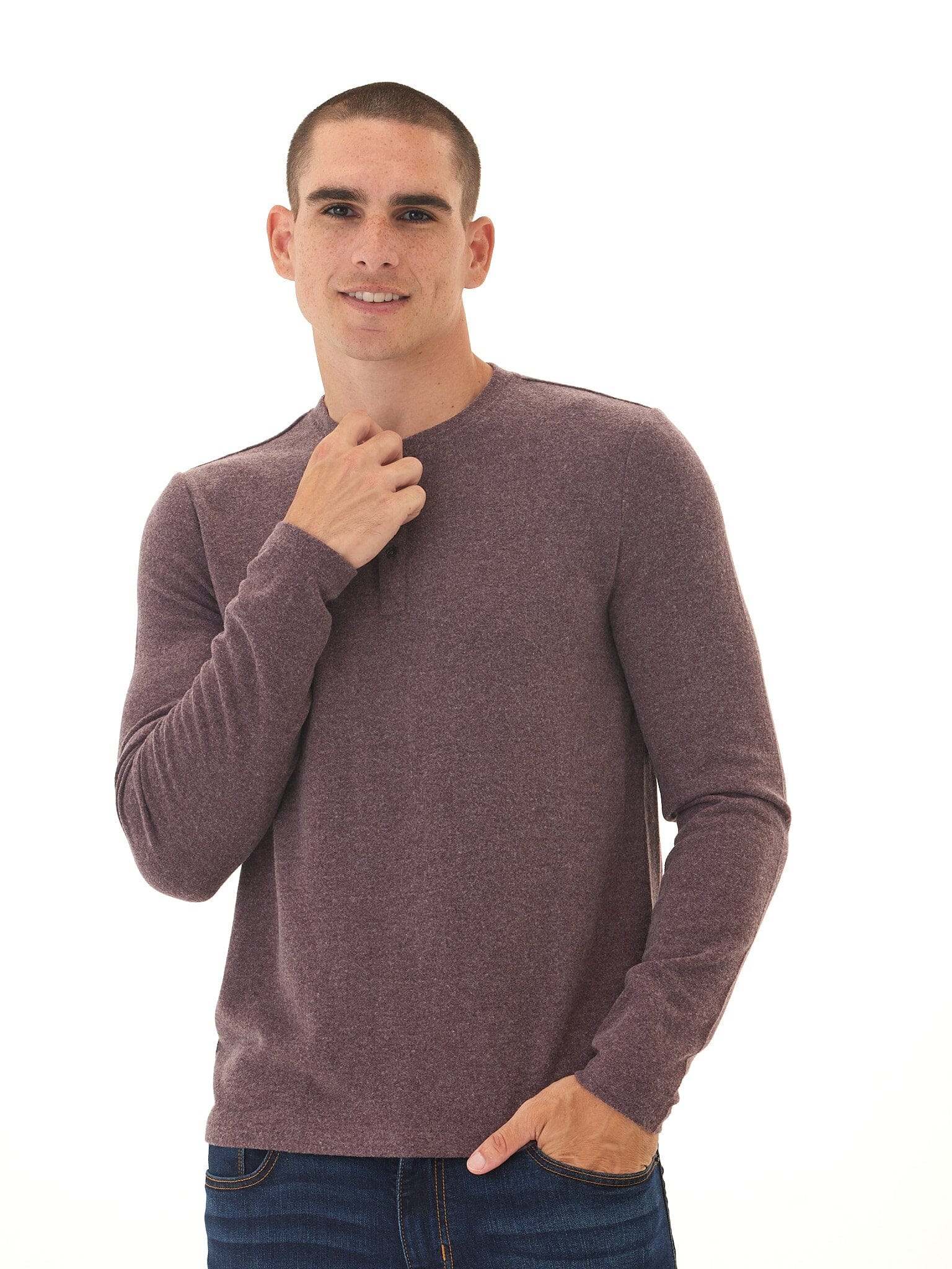 Elias Sweater Knit Long Sleeve Henley for Men